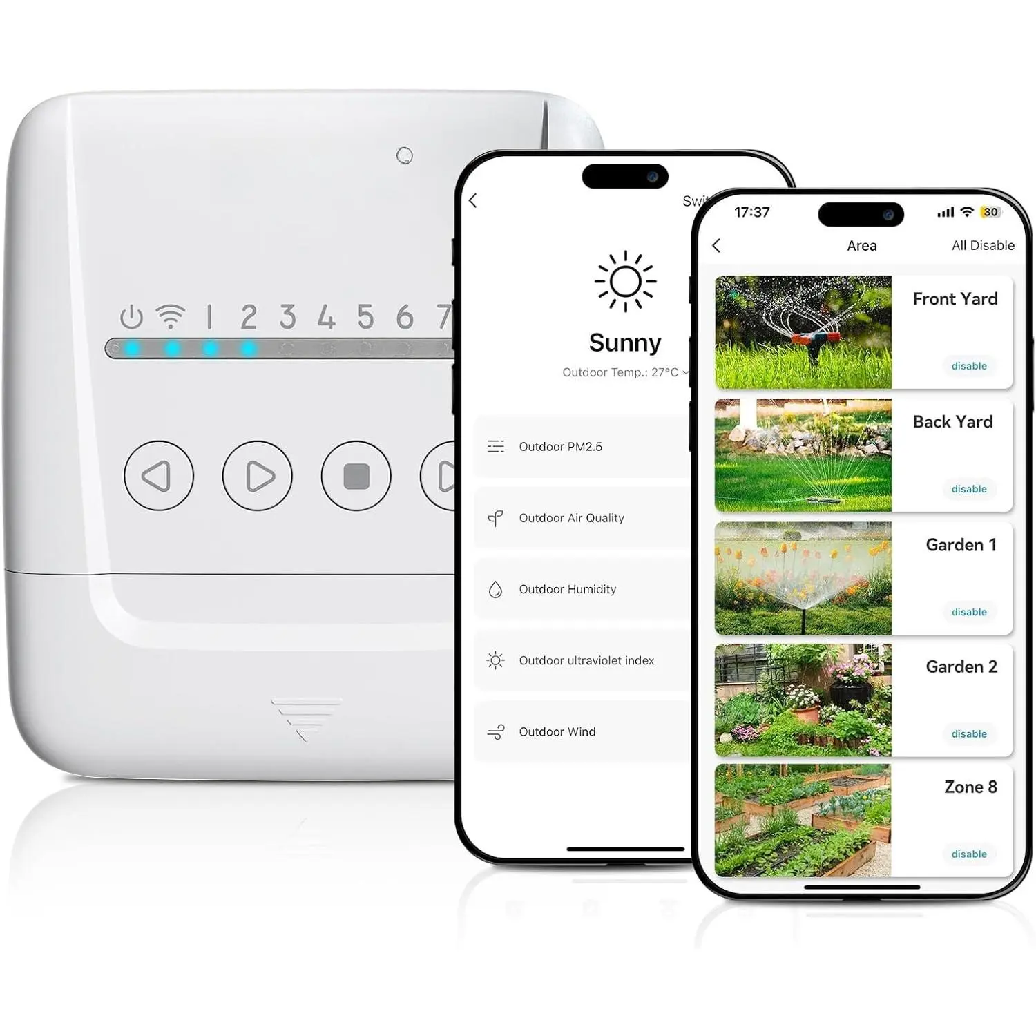 Sprinkler Controller, WiFi Sprinkler Controller 8 Zone-Local Weather Intelligence, Programmable  Irrigation System with APP Remote Control, Rain Skips, Rain Sensor Compatibility