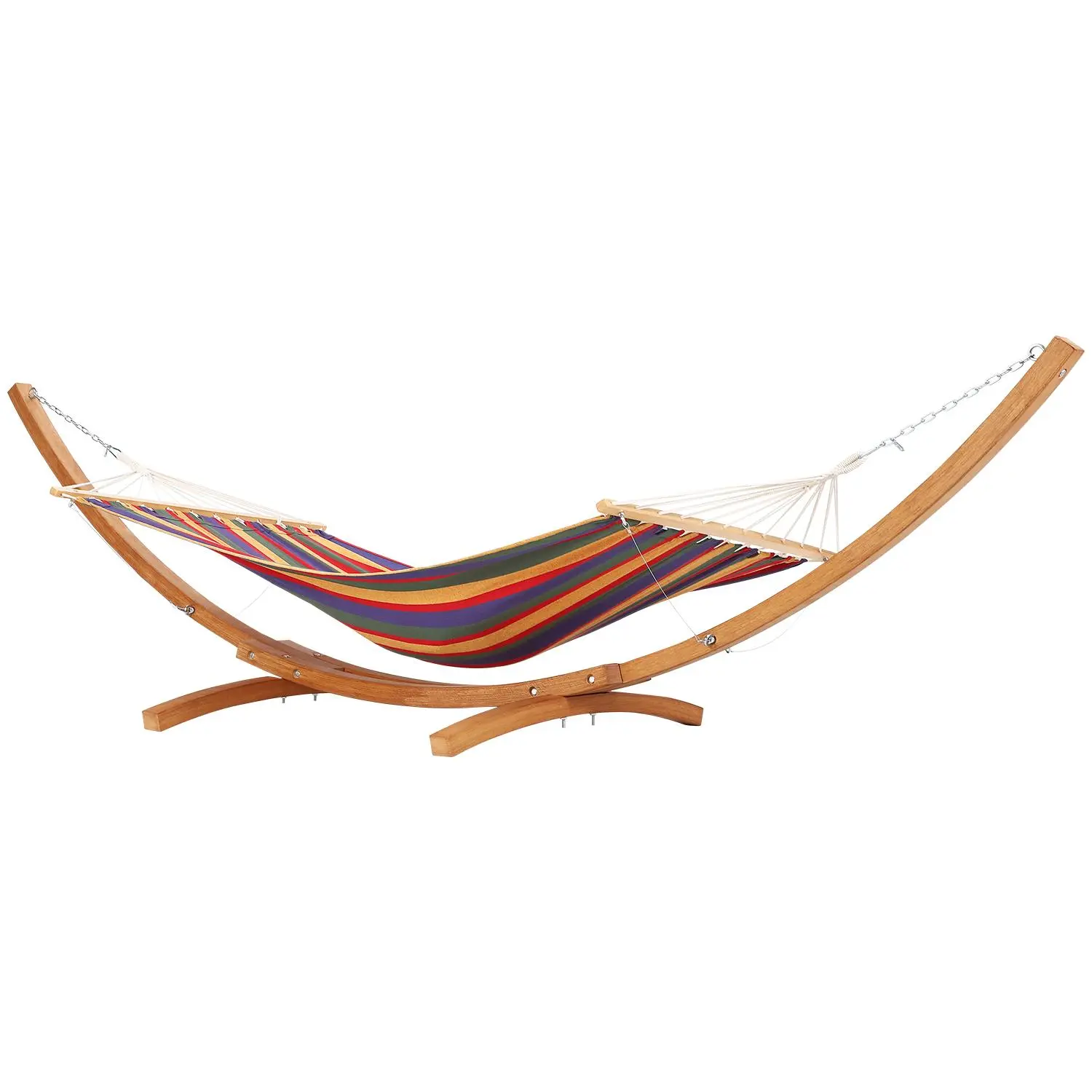 Heavy Duty Curved Wooden Hammock Stand – Global Outdoor Hammock Base with Chains & Carabiners – Weatherproof, 475 lbs Capacity, Ideal for Patio, Backyard, Indoor Use