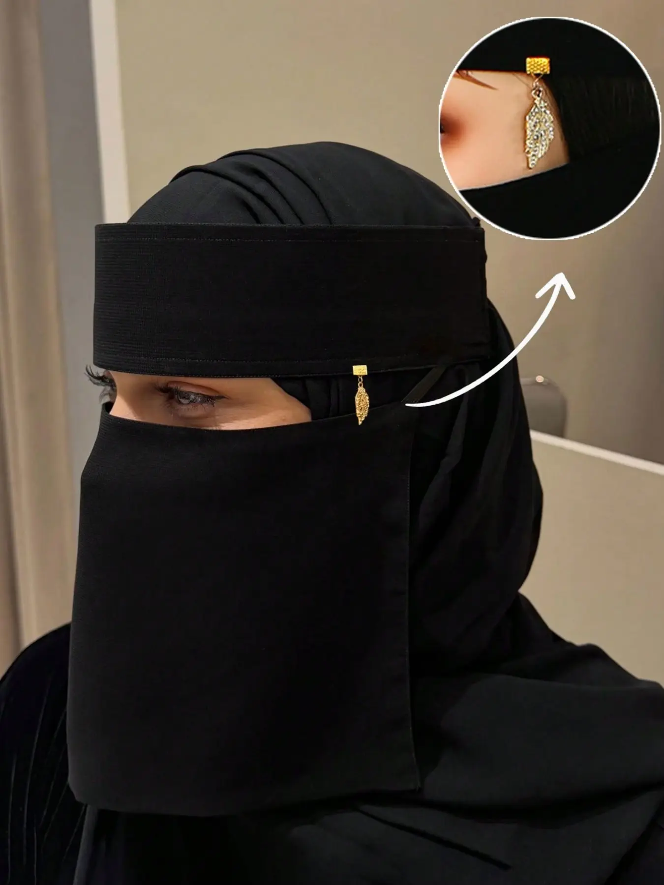 Solid Color Single Layer Composite Silk Niqab Veil, Lightweight Breathable Non-Wrinkle, Outdoor Daily Casual Valentine Gift for Women