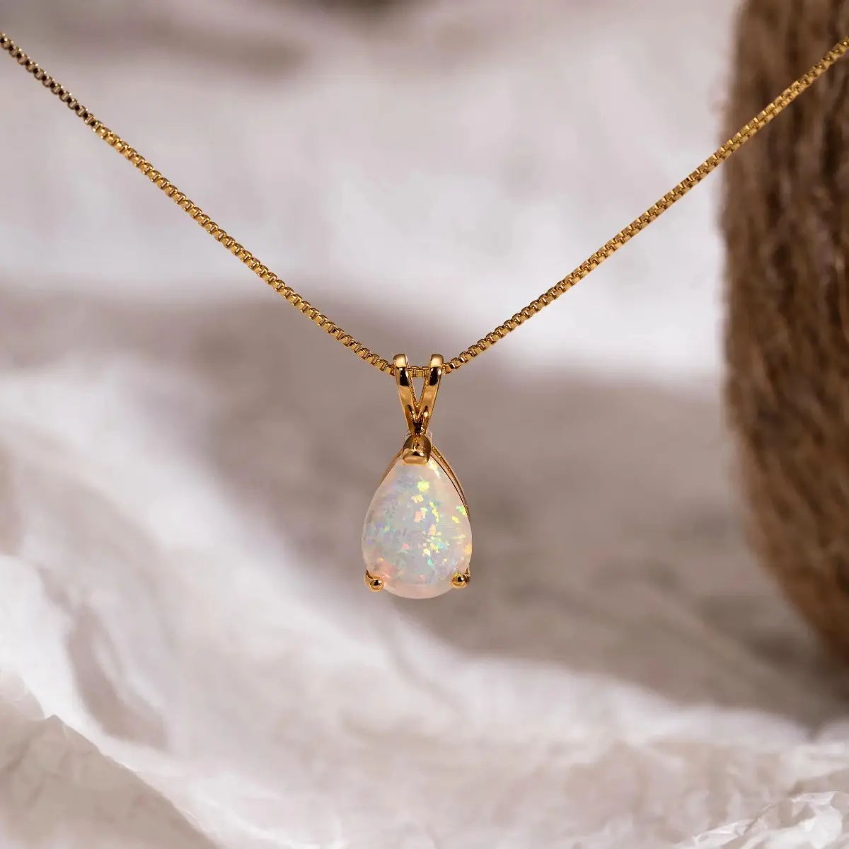 Viral Natural Australian Opal Teardrop Necklace | Aesthetic 14.5mm October Birthstone Pendant | Elegant Clavicle Chain | Charming Statement Jewelry & Thoughtful Birthday Gift for Women