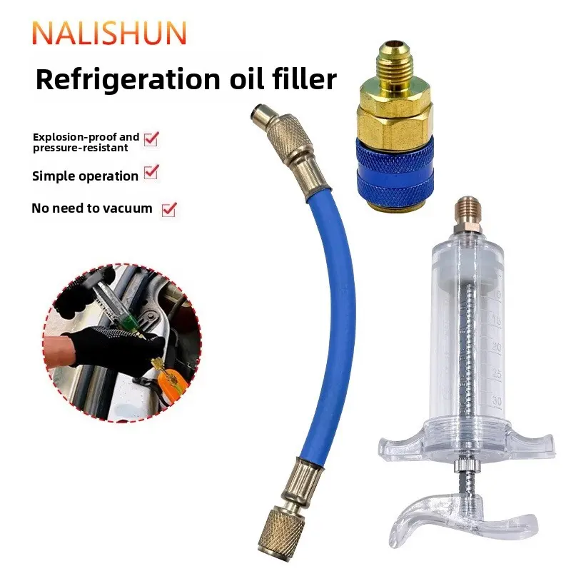 Automotive AC Dye Injector & Fluid Transfer Tool, Pure Liquid Oil & Coolant Filling Syringe, Leak Detection Kit for Cars, AC Repair Tools