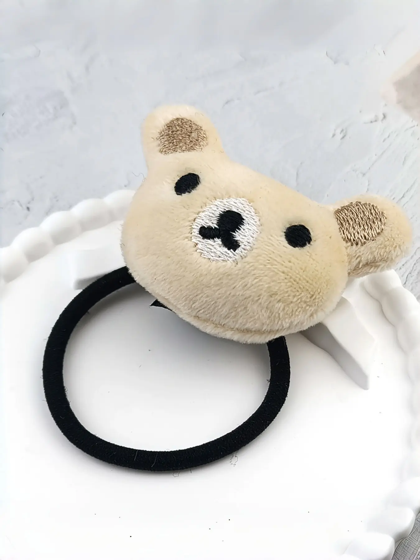 Cute Bear Hair Tie, Soft Embroidered Design, High Elastic Base, Simple and Versatile Girl's Hairstyle Accessory, Hair Scrunchies