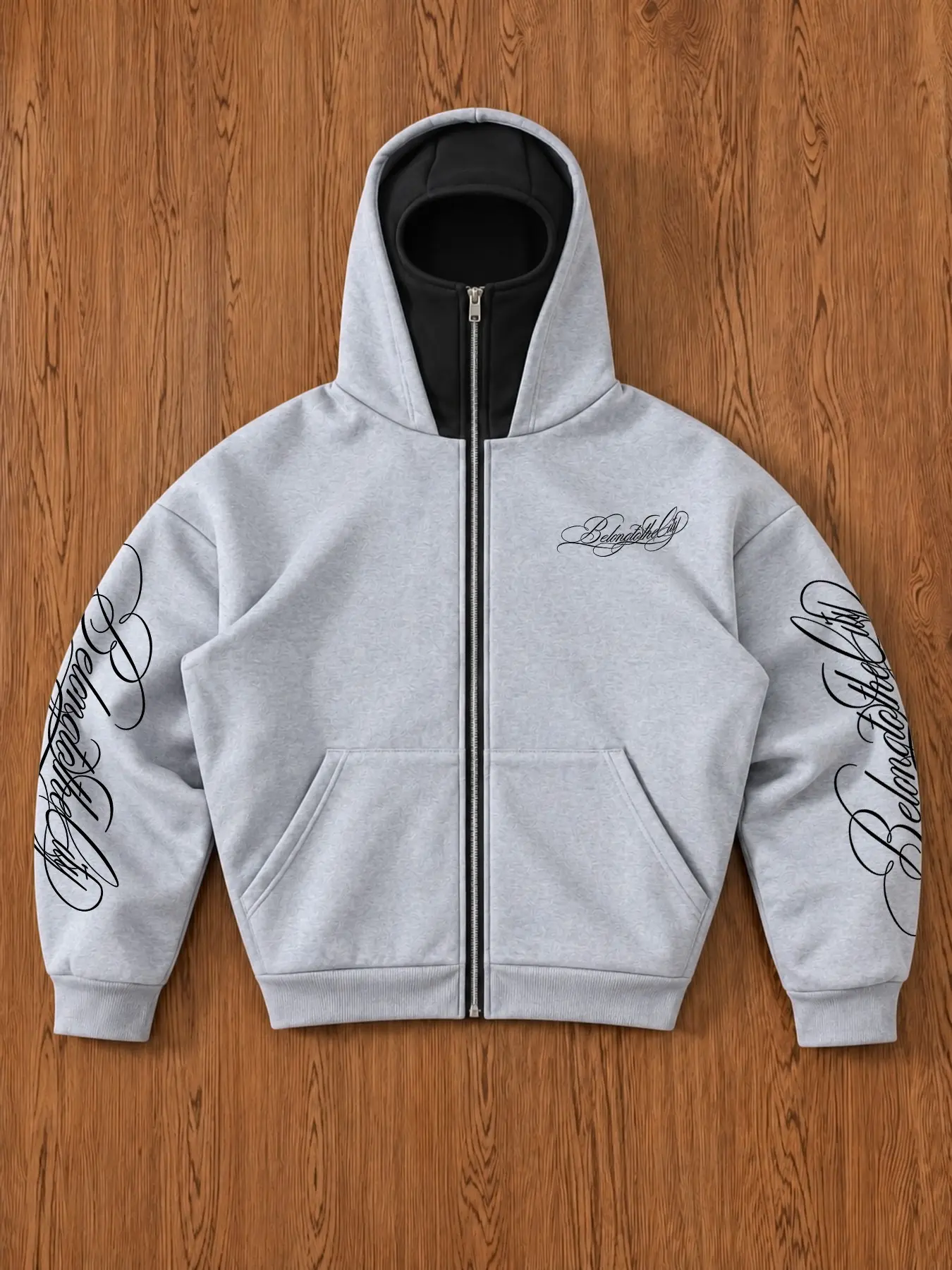 Unisex Ninja Zipper Hoodie, Black Heavyweight Hooded Jacket, Graphic Print, Warm Streetwear, Ideal for Cycling, Winter Daily Wear, Hip Hop Y2K Style