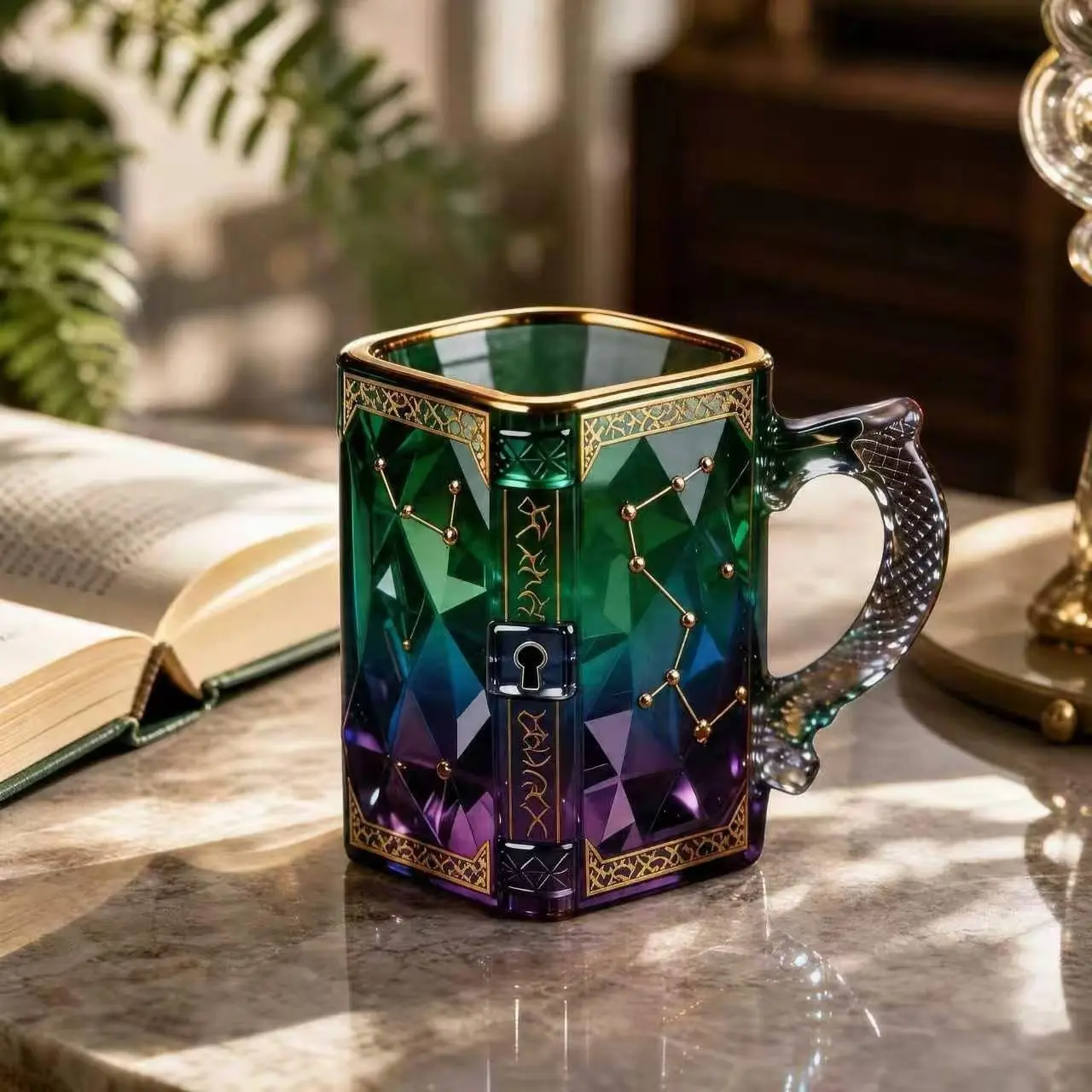 Creative New Fantasy Zodiac Password Magic Lock Mug, Magical Theme Coffee Cup, Decorative Item, Unique Gift Idea