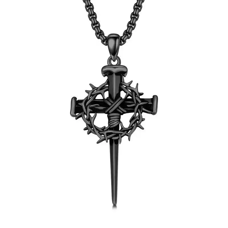 Tags: Triple Cross Necklace, Thorn Cross Crown Pendant, Triple Cross Christian Jewelry, Men's and Women's Gifts