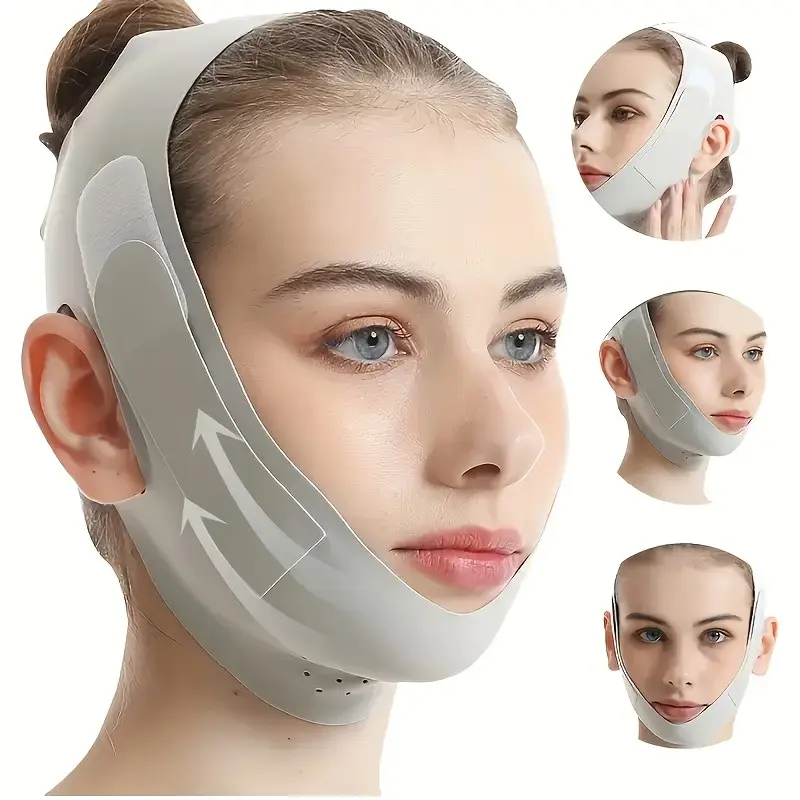 Graphene V-Shape Face Lifting Band, Adjustable Plastic Chin Strap, Breathable Reusable Face Mask, Facial Care Tool, Facial Shaping Tool, At Home Facial, Suitable for Men and Women