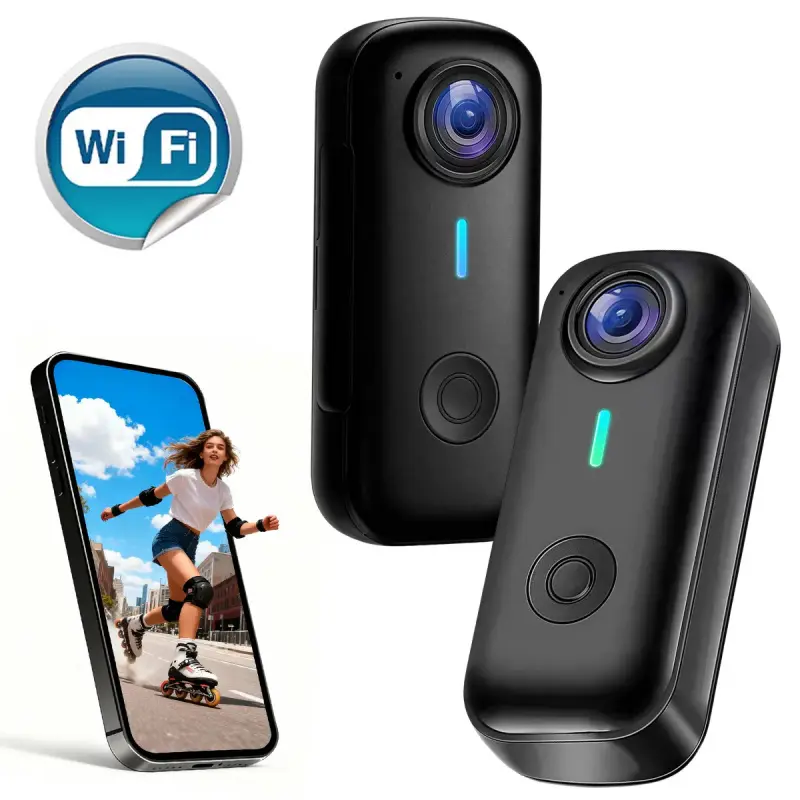 Wearable Body Camera for Sports, Magnetic Clip-On Thumb Camera, Loop Playback, Photo & Video Mode, WiFi Connect to Phone/PC, Lightweight, Portable Sports Camera, 32GB Card Optional, action camera