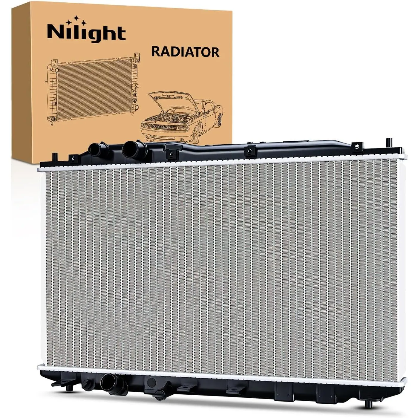 Nilight Aluminum Core Engine Coolant Radiator Assembly for Honda Civic 2006-2011 L4 1.8L 2.0L, 115% Leak Tested, Boiling Point Boost, Pressure Sealed, Precision Folded, Includes Fins, Replace# 19010RNBC51