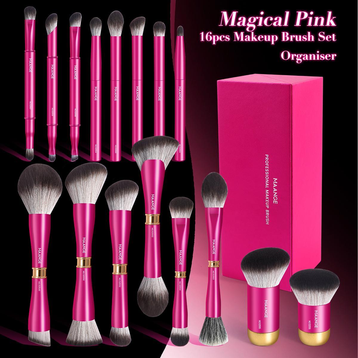 Maange Makeup Brush Set with Storage Box, 16pcs/set Professional Cosmetic Brushes with Soft Bristles, Makeup Tool for Women & Girls, Makeup Sets for Beginners,  Makeup Brushes Set, Brush Makeup Kit