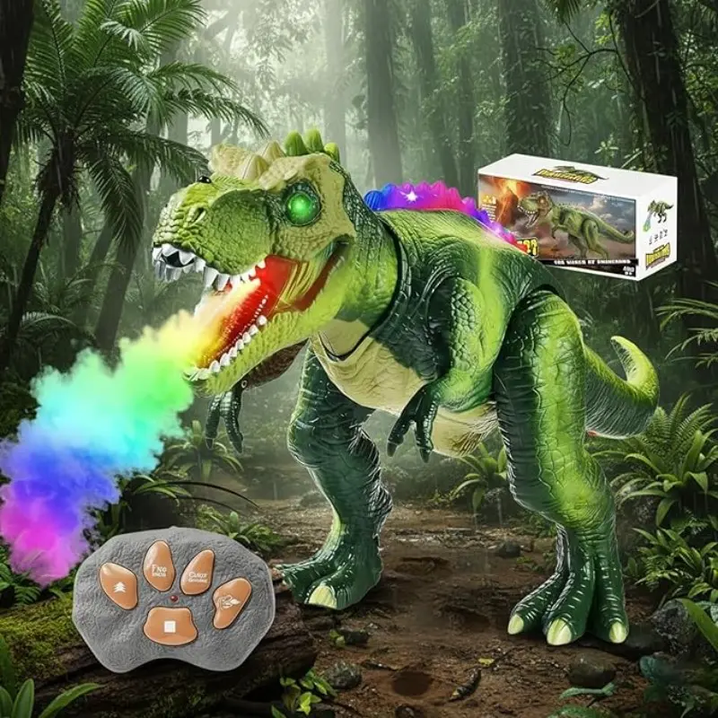 Kids Electric Dinosaur Remote Control Toy, Walking Rc Dino, Walking, Dancing Lights, Spray Modes, Unisex, Ages 4+, Requires Aa Batteries #GLOBAL PICKS