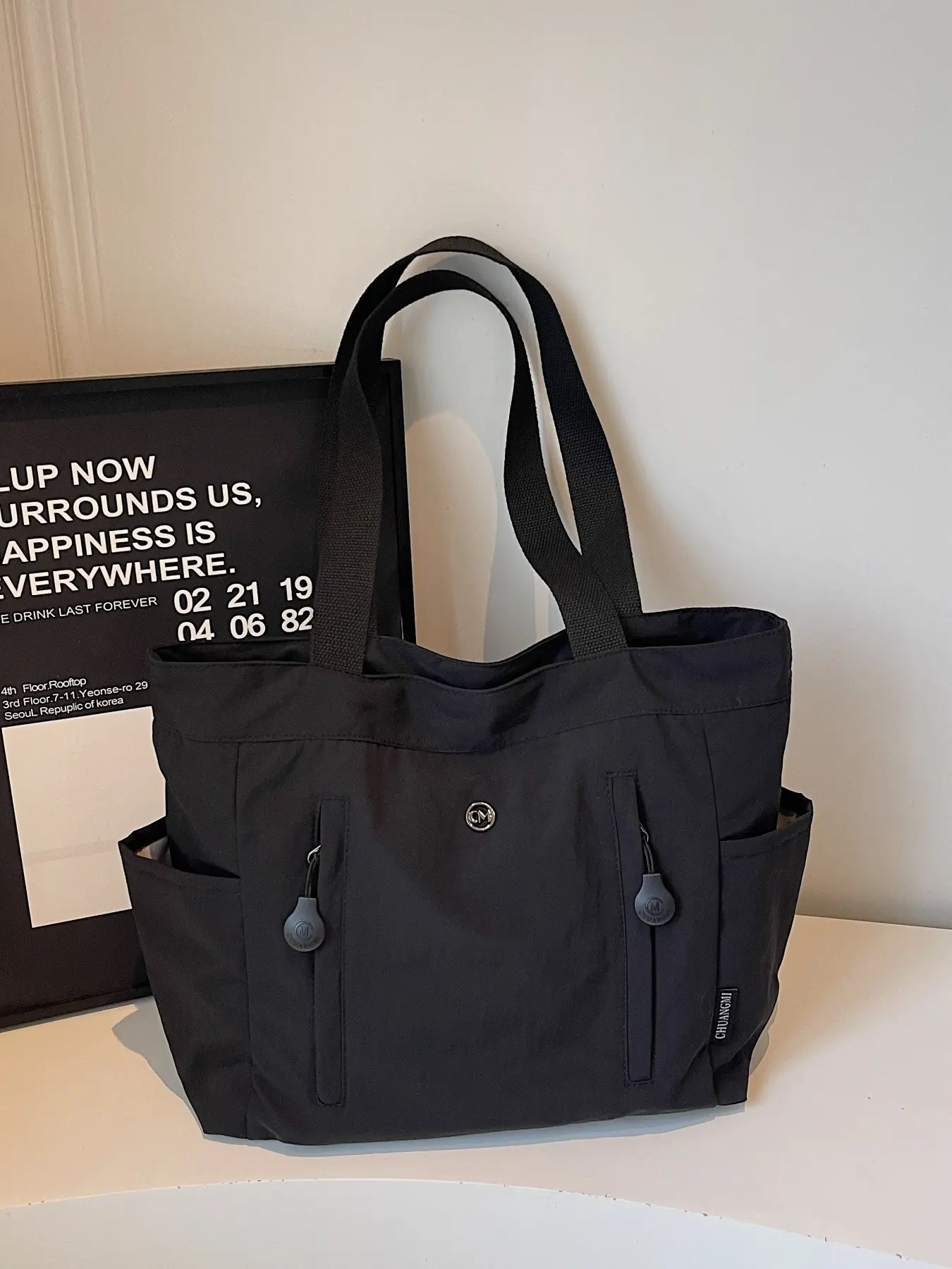 Simple Multifunctional Tote Bag, Multiple Pockets Design, Waterproof Material, Large Capacity Shoulder Bag for Commuting, Casual Tote Bag