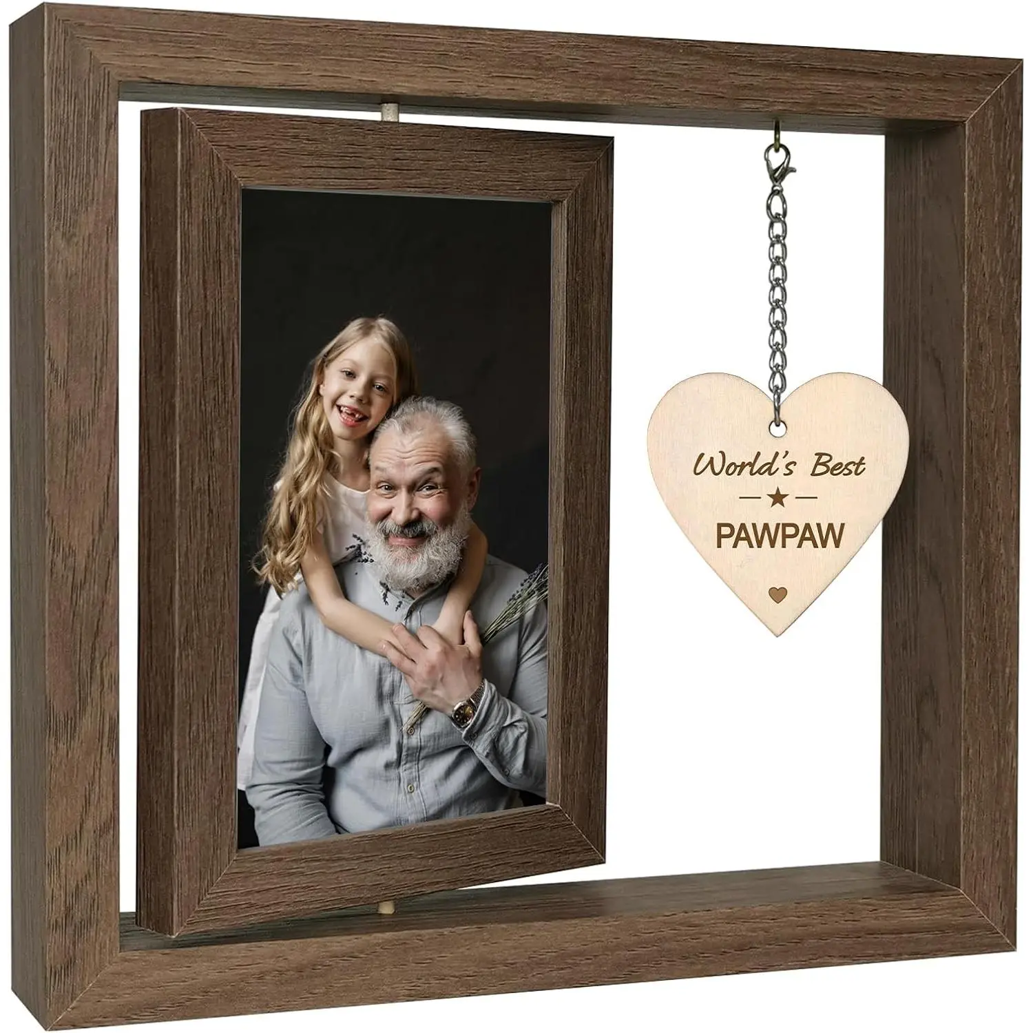 Rotating  Pawpaw Picture Frame  for Birthday | 4x6 Double Photo Frame, Thoughtful Pawpaw Gifts for Father's Day Christmas