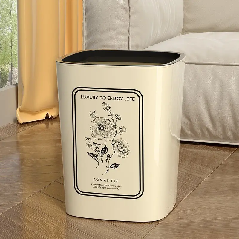 Home Trash Can for Bedroom Living Room, Large Capacity Kitchen Bathroom Toilet, Simple Press Ring High Aesthetic Storage Bin New, Freestanding Garbage Bin