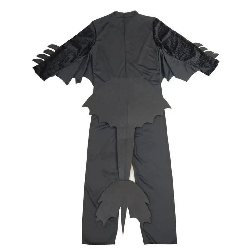 3pc Classic Halloween Toothless Dragon Knight Cosplay Bodysuit Set, Black Fancy Dress with Detachable Tail, Character Mask Party Clothing, All Seasons Birthday Gift Costume Ideas, Polyester
