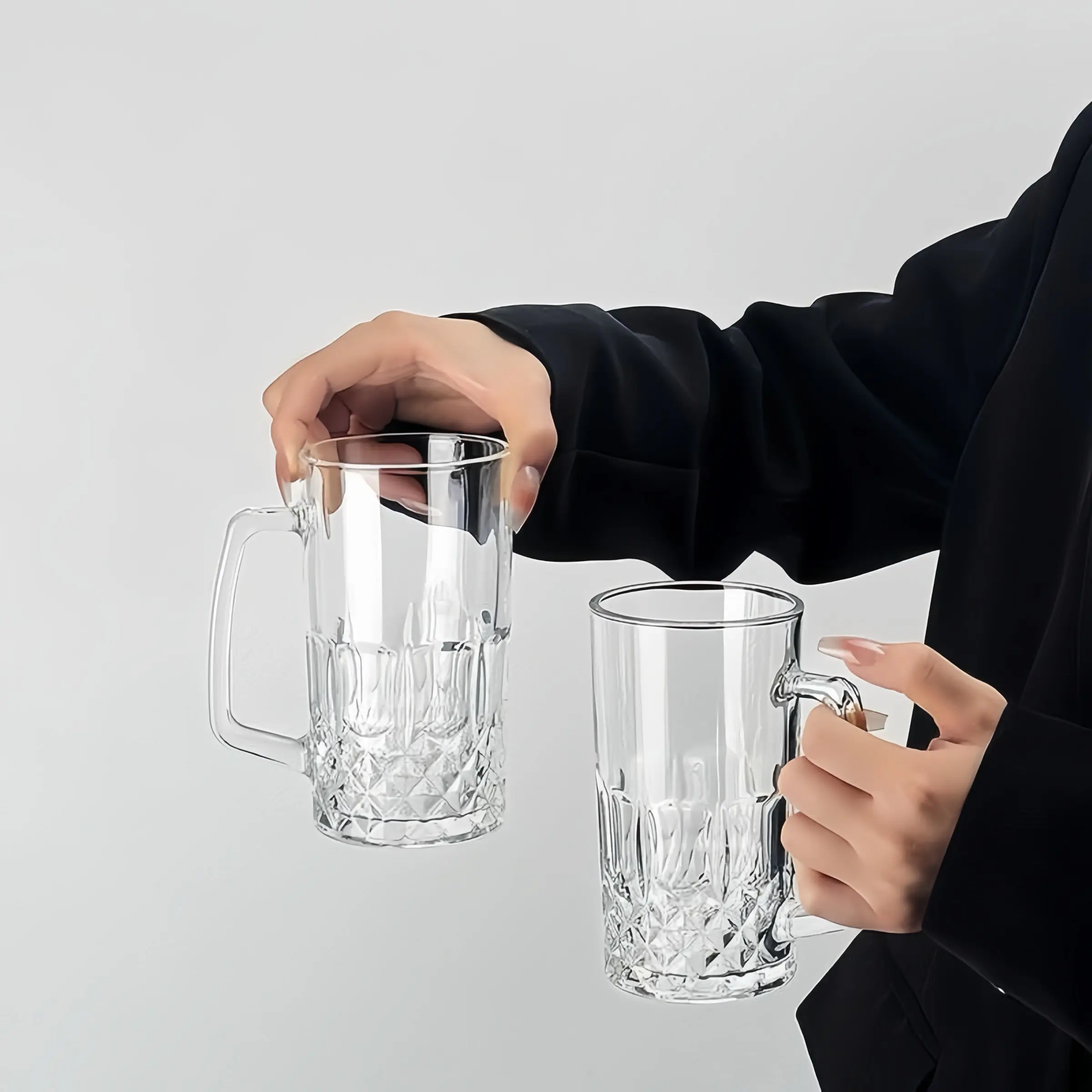 2 Vintage Large Transparent Beer Glasses, 16.91oz Thickened Beer Cups, Perfect for Craft Beer, Lager, Stout, Home Bar, BBQ Party, Men's Gift