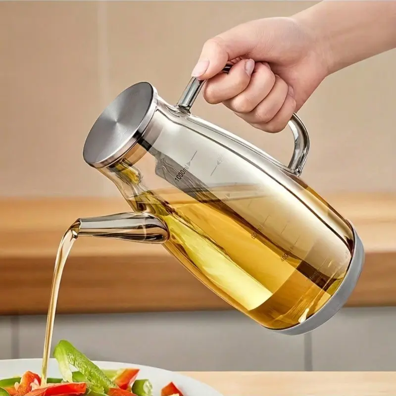 Large/medium/small Borosilicate Glass Oil Bottle, High-Temperature Durable, Leak-Proof Kitchen Fuel Tank, Heavy-Duty Glass Oil Container, Kitchen Cooking Oil Dispenser