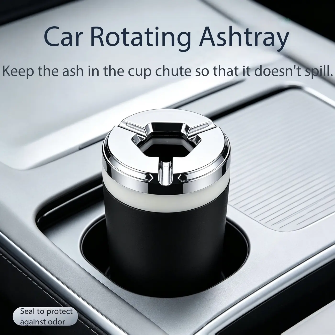 High-End Car Ashtray, Rotating Design, Windproof, Odor Lock, Elegant Interior Decor, Creative Multi-Functional, 1 Piece