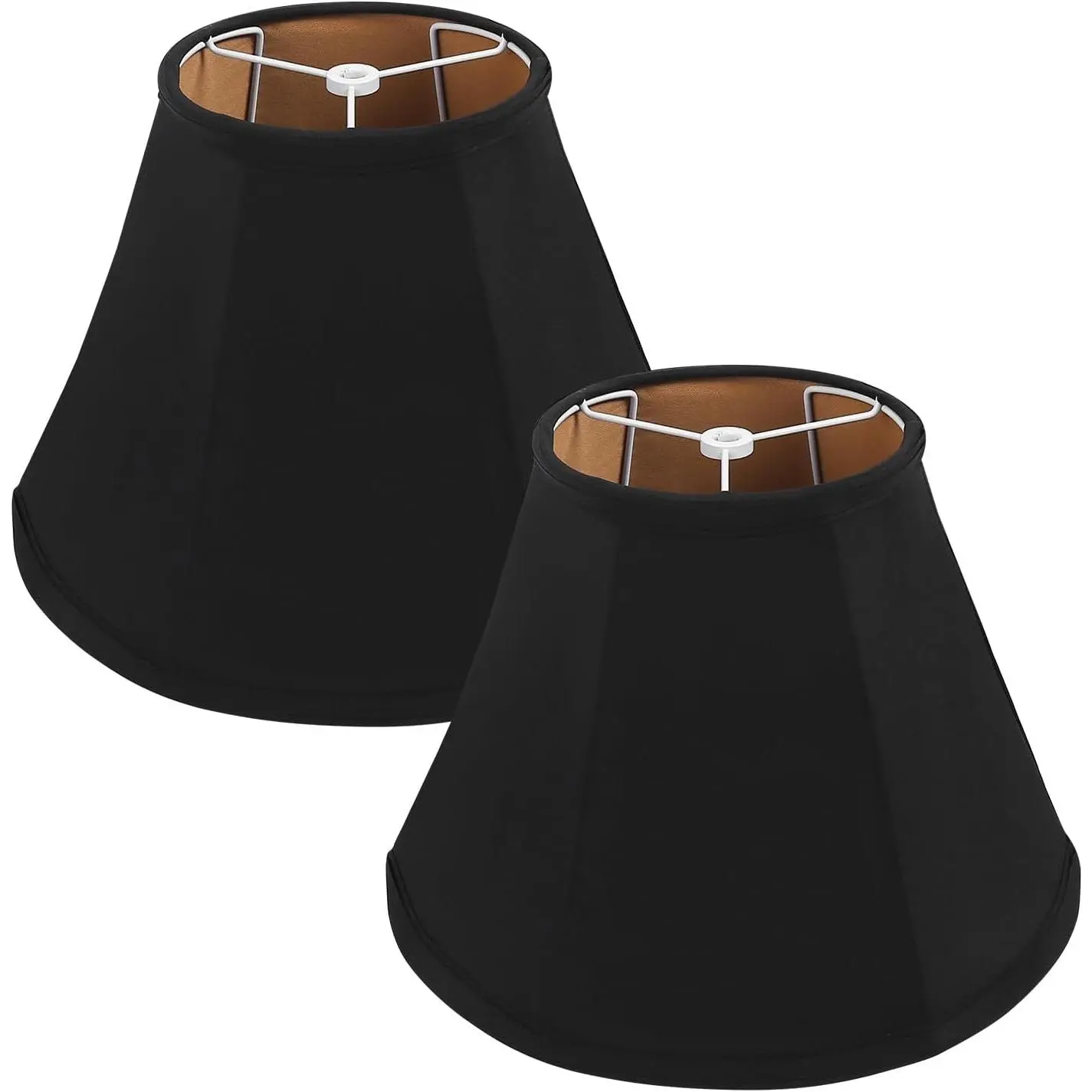 Lamp Shades Set of 2 Slubbed Fabric Medium Lamp Shade 12x6x8.5 inch for Table Lamp & Bedside Lamp No Assembly Required Black