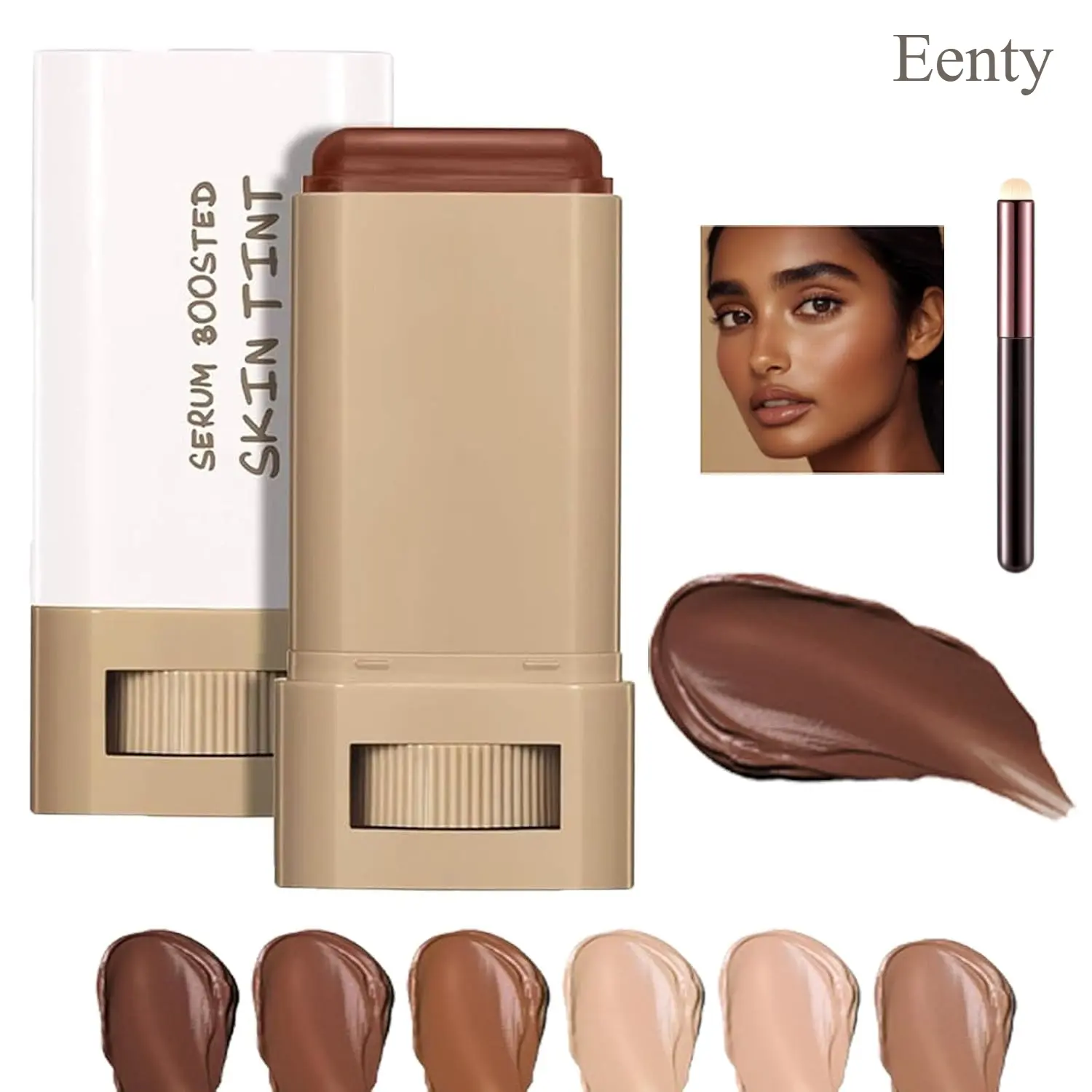 Black Women's Eenty Beauty Balm Serum Skin Tint - 50g Hydrating Solid Face Cream Stick, Oil Control, Longwear, Medium Coverage, Natural Finish Concealer Foundation, Suitable for All Skin, Universal Shade (1#)
