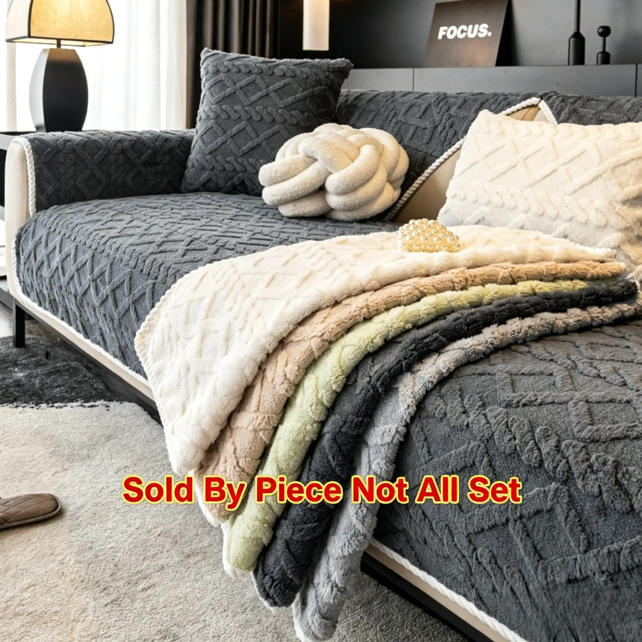 Soft Plush Sofa Cushion Cover, 1 Count Pet-Friendly Decorative Throw Pillow Case, Sofa Cover, Durable and Comfortable Home Furniture Protector, Couch Slipcover, Washable Sofa Protector