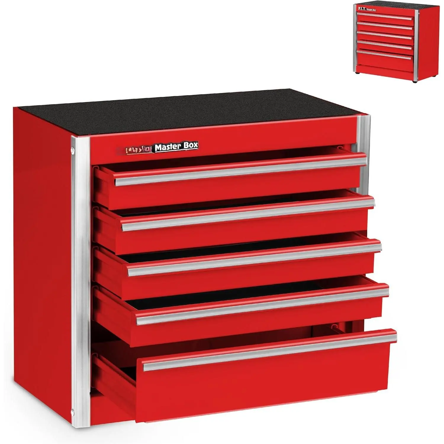 Mini Tool Box 8.6"W X 4.6"D, Portable 5-Drawer  Steel Stackable Toolbox with Liner, Red Cute Tool Case for Small Tools  Storage,  DIY