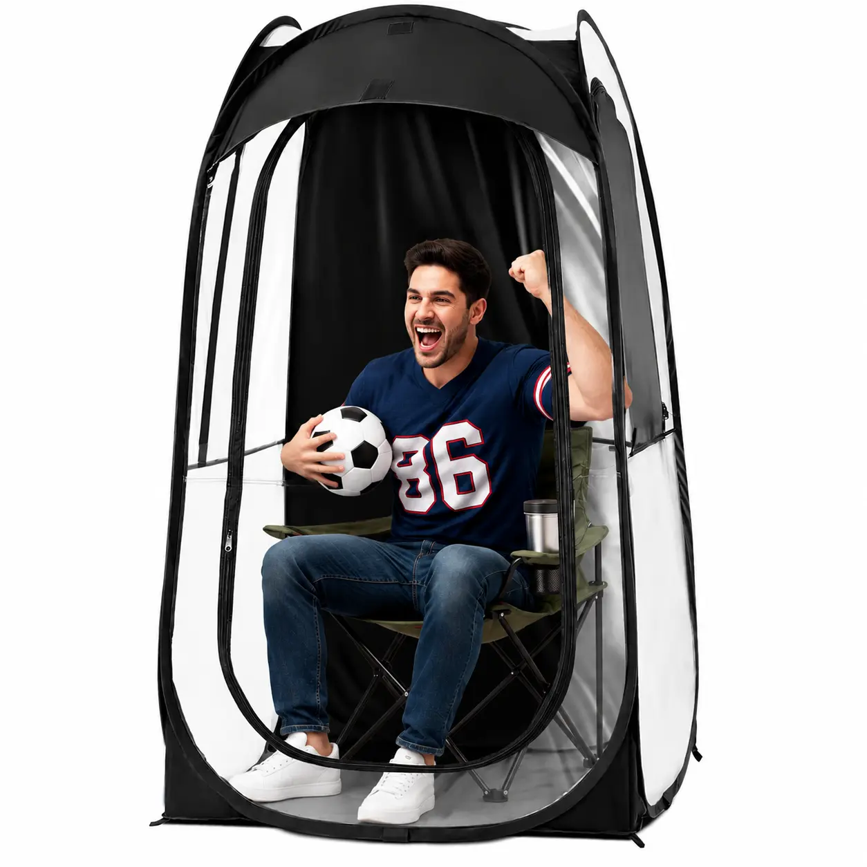 Sports Tent 1 Person Instant Shelter Ultra Visibility Lightweight Portable Pop Up for Cold Day Sports Event Protection from Cold Wind and Rain