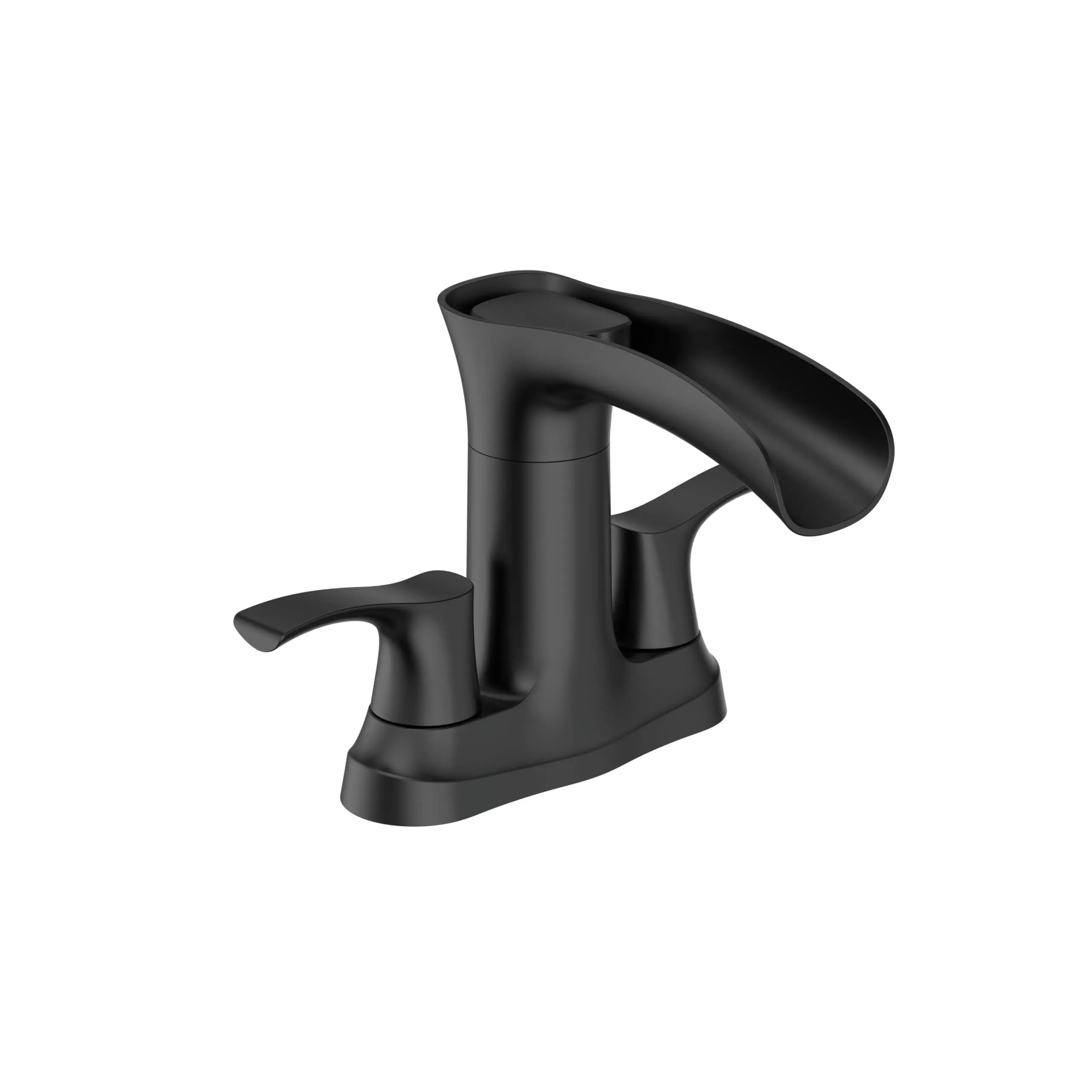 Modern Waterfall Bathroom Faucet – Double Handle Basin basin Tap, ABS & Zinc Alloy, Pop-Up Drain, 3-Hole Deck Mount, Base Plate Included