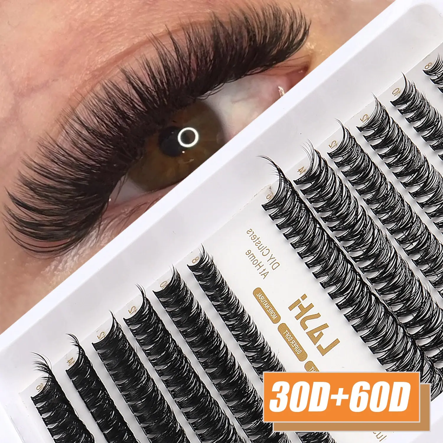 240 Pcs DIY False Eyelashes Extensions, 30D & 60D Curl Cluster Lashes, 5 Lengths (8-16mm), Soft Synthetic Fiber, Reusable, DIY Makeup Lashes, Perfect Gift for Women