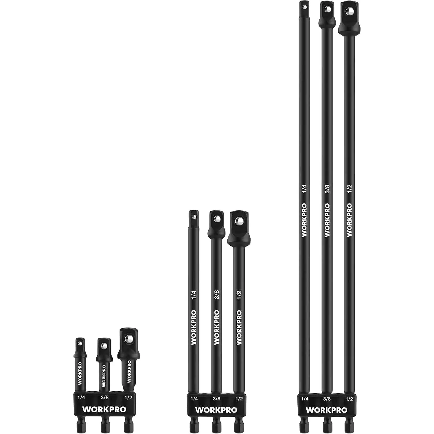 Adapter Extension Set, 1/4-Inch Hex Shank| 1/4" 3/8" 1/2" Driver Set, Extension Bit, Driver Adapter, Extension with Holder