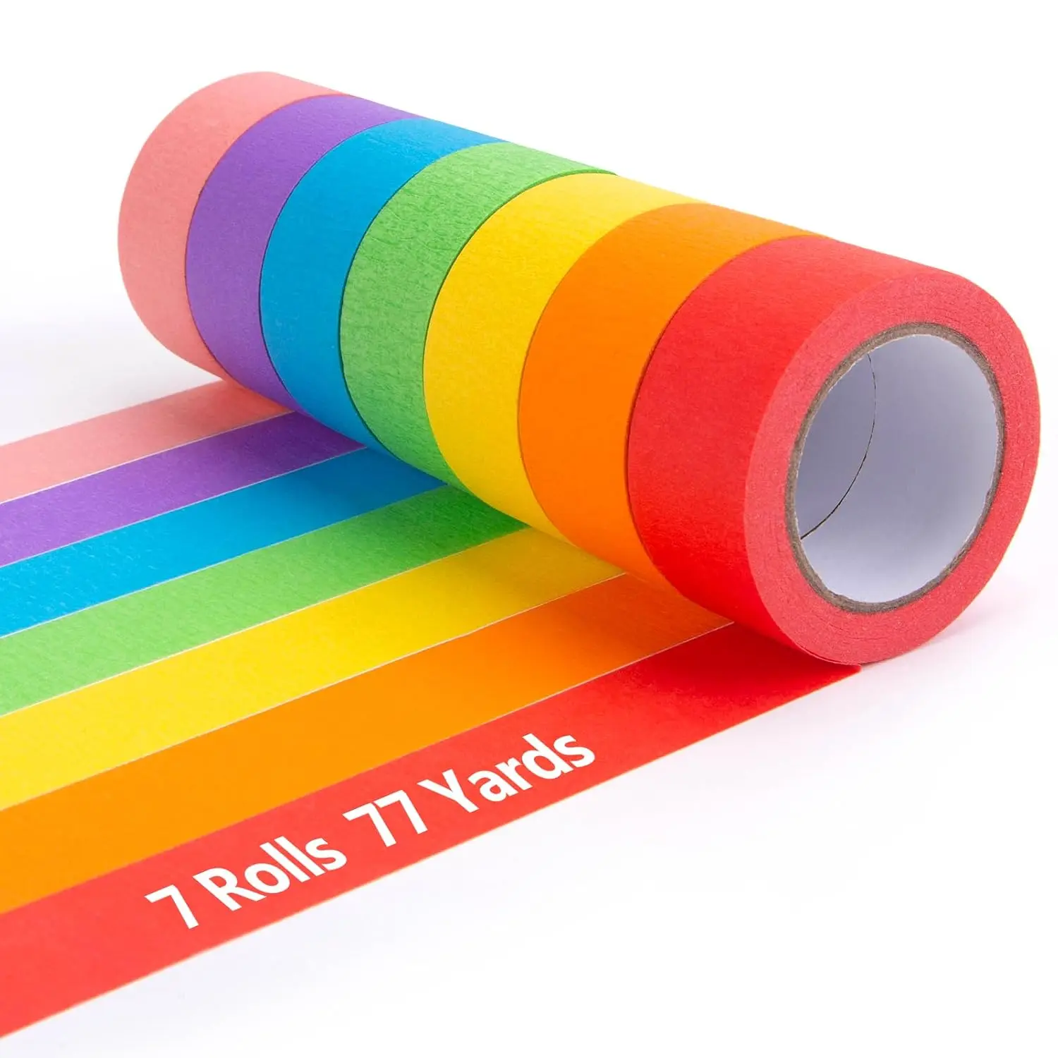 7Rolls Colored Masking Tape, 330  x 1 Inch | Washi Tape Set for Arts & Crafts,  Art Supplies, Labeling & Coding, Ideal for School &