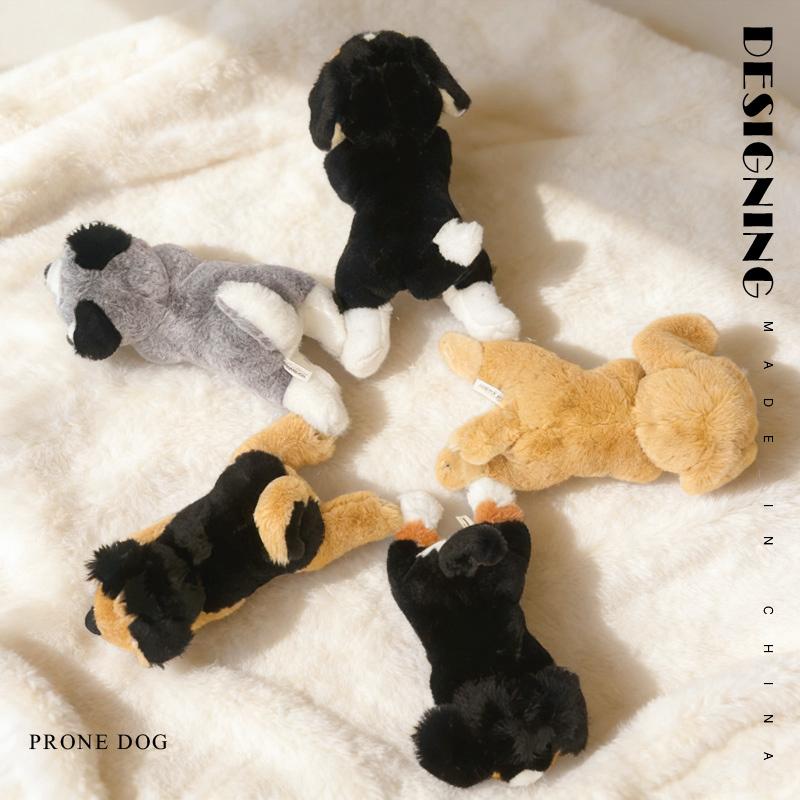 Cuddly Lying Prone Pet Dog Plush Toys Soft Fluffy Husky Shepherd Dog Beagle Doll Sleeping Throw Pillow Kawaii Home Decor