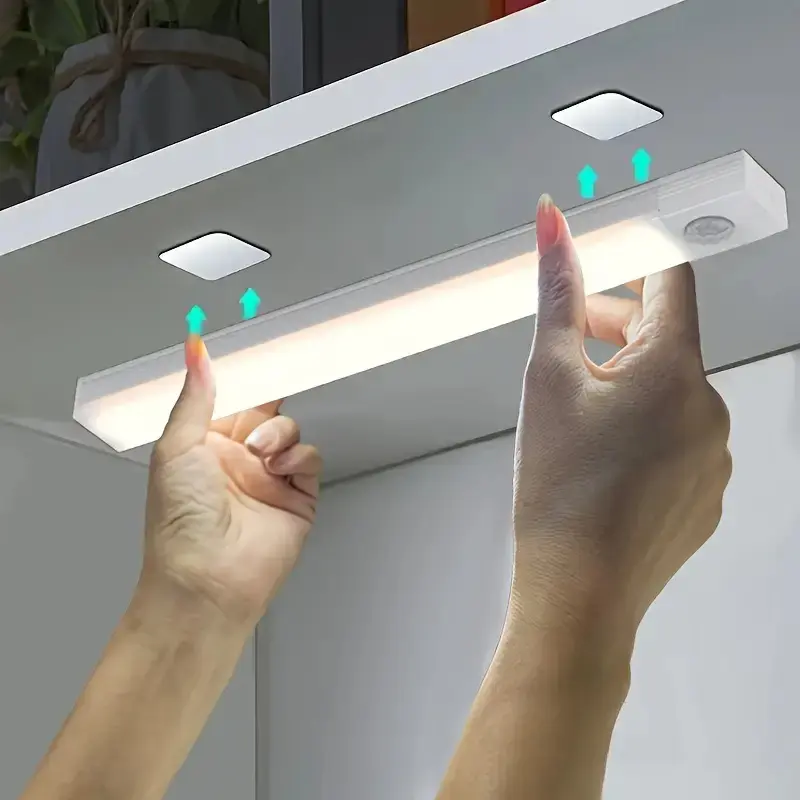 1/6PCS Smart LED Light Strip with Motion Sensor, Magnetic Mount No Drilling Installation, USB Rechargeable, Ideal for Cabinets, Stairs, Corridor, Outdoor Lighting
