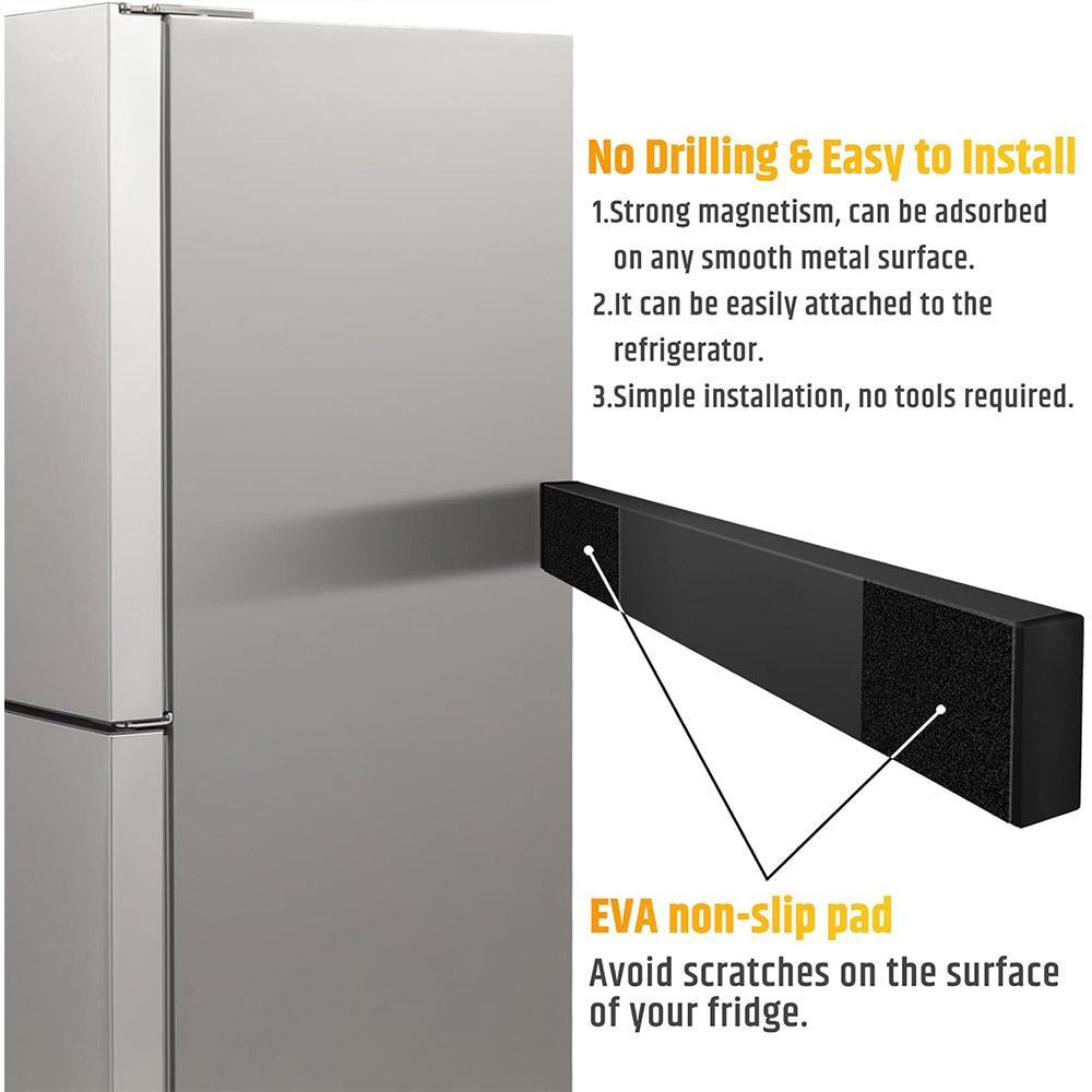 Wall Mounted Magnetic Knife Holder, Punch Free Knife Rack with 3 Hooks, Kitchen Utensil Storage Rack, Kitchen Utensil Organizer