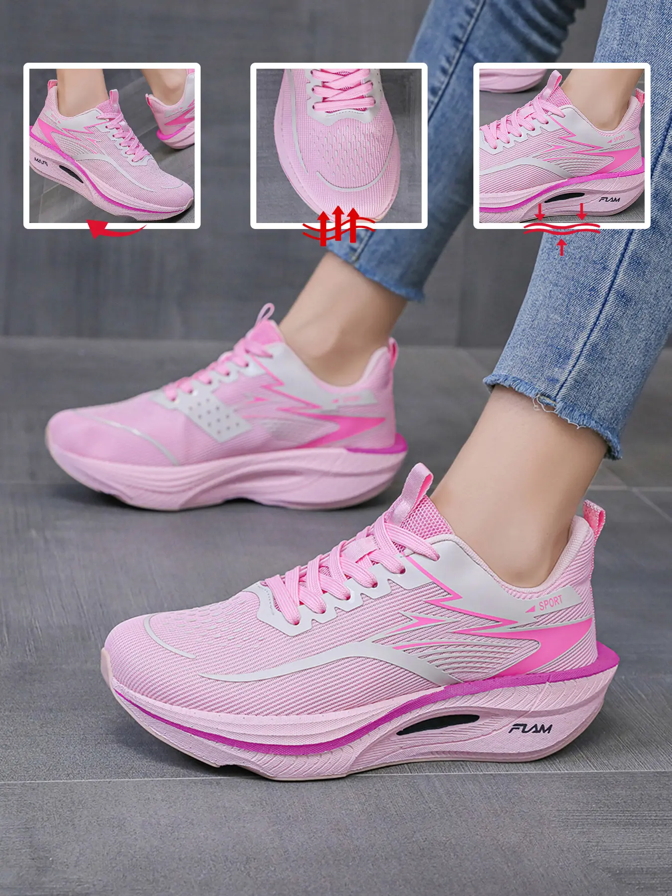 Couple Gradient Mesh Running Shoes, Breathable Lightweight Athletic Sneakers, Sporty Shoes, Anti-Slip Durable Sole, Multiple Pastel Colors, Ideal for Various Activities