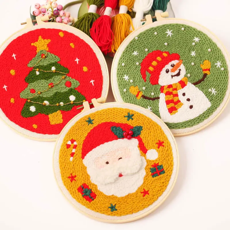 Punch Needle Embroidery Kit for Kids, Cartoon Animal Pattern DIY Yarn Painting Fabric Craft Set for Beginners, Needlework Punch Needle Embroidery Kit, All Seasons, Diy Craft Set, Crafting