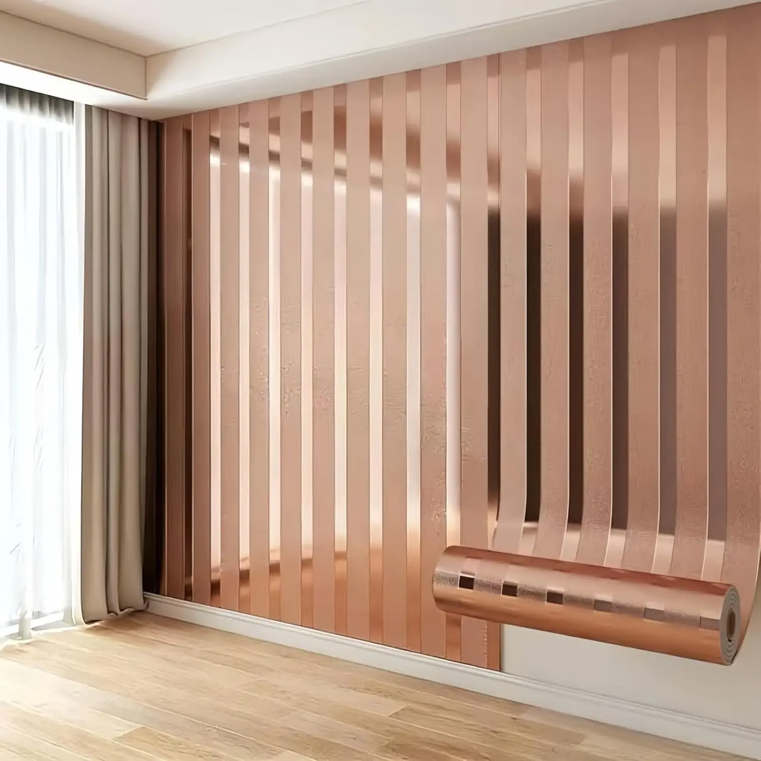Latest model 1 roll self-adhesive Decorative mirror-effect imitation metal grid stripes metal film sticker 40 * 300 cm for living room, bedroom, bathroom, kitchen sticker