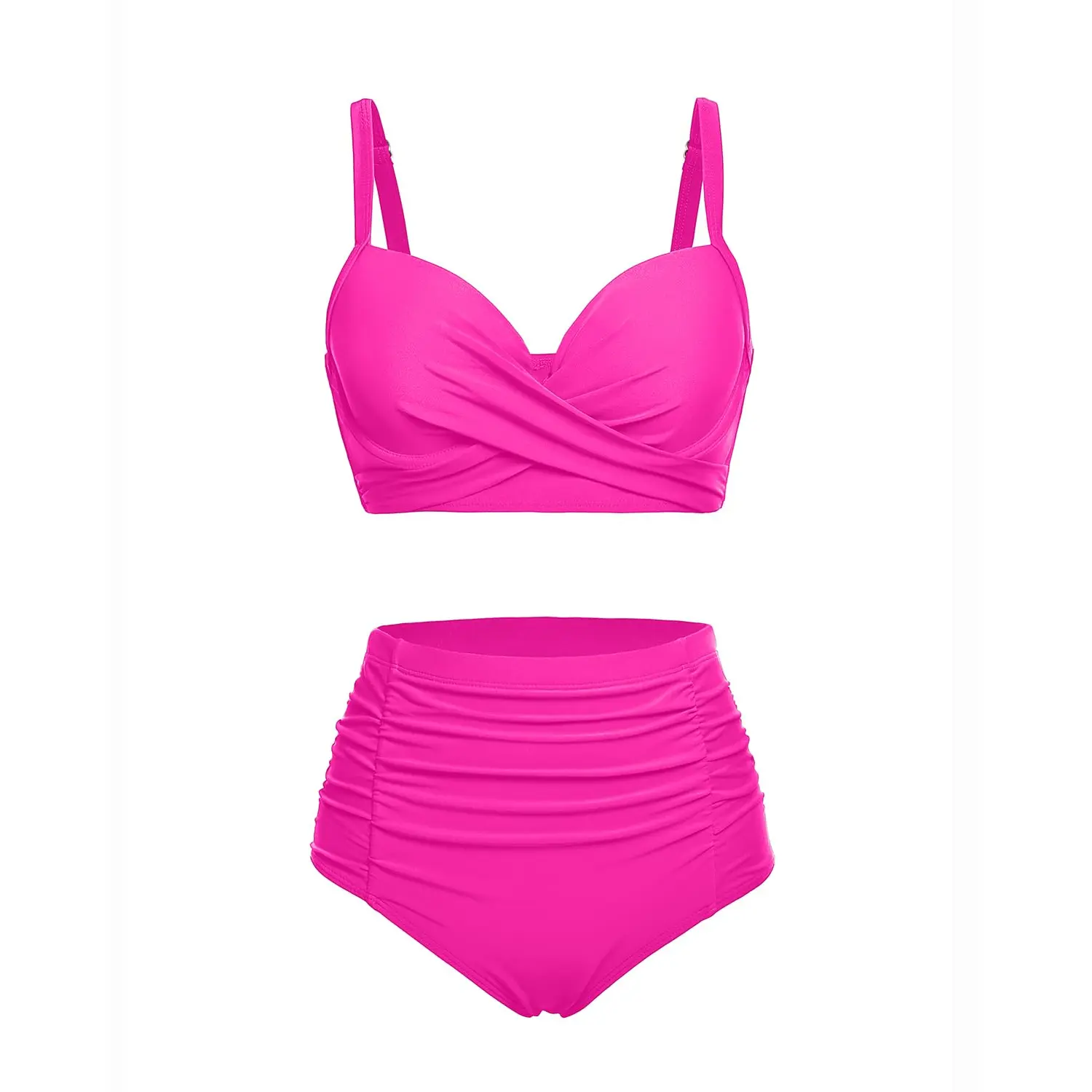 Yonique Women Underwire Bikini Set High Waisted Tummy Control Swimsuit Two Piece Push Up Bathing Suit