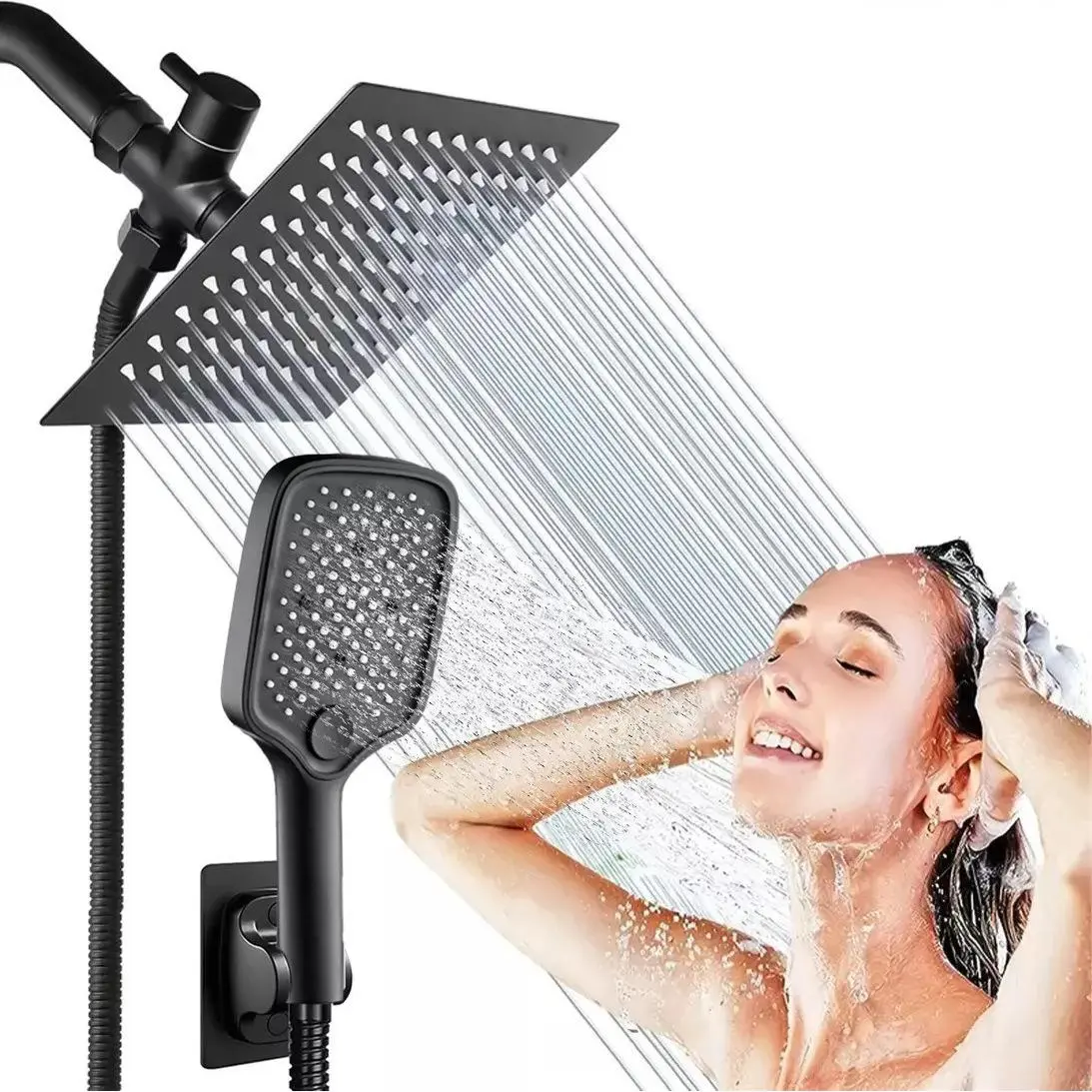 High-Pressure Handheld Shower Head, Large Water Flow, Wall-Mounted, Modern Rain Design, Rainfall Shower Head, Luxury Bathing Experience, Shower Accessories