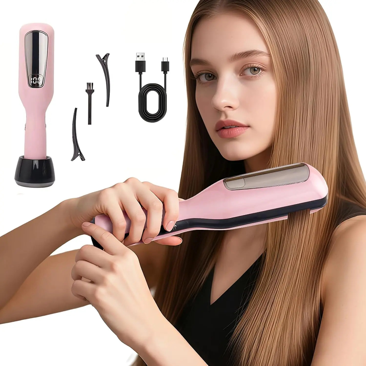 Professional Split End Trimmer with LED Display Removes Split Ends Broken Hair Tips Dead Ends Trimmer for Damaged Dry Brittle Hair