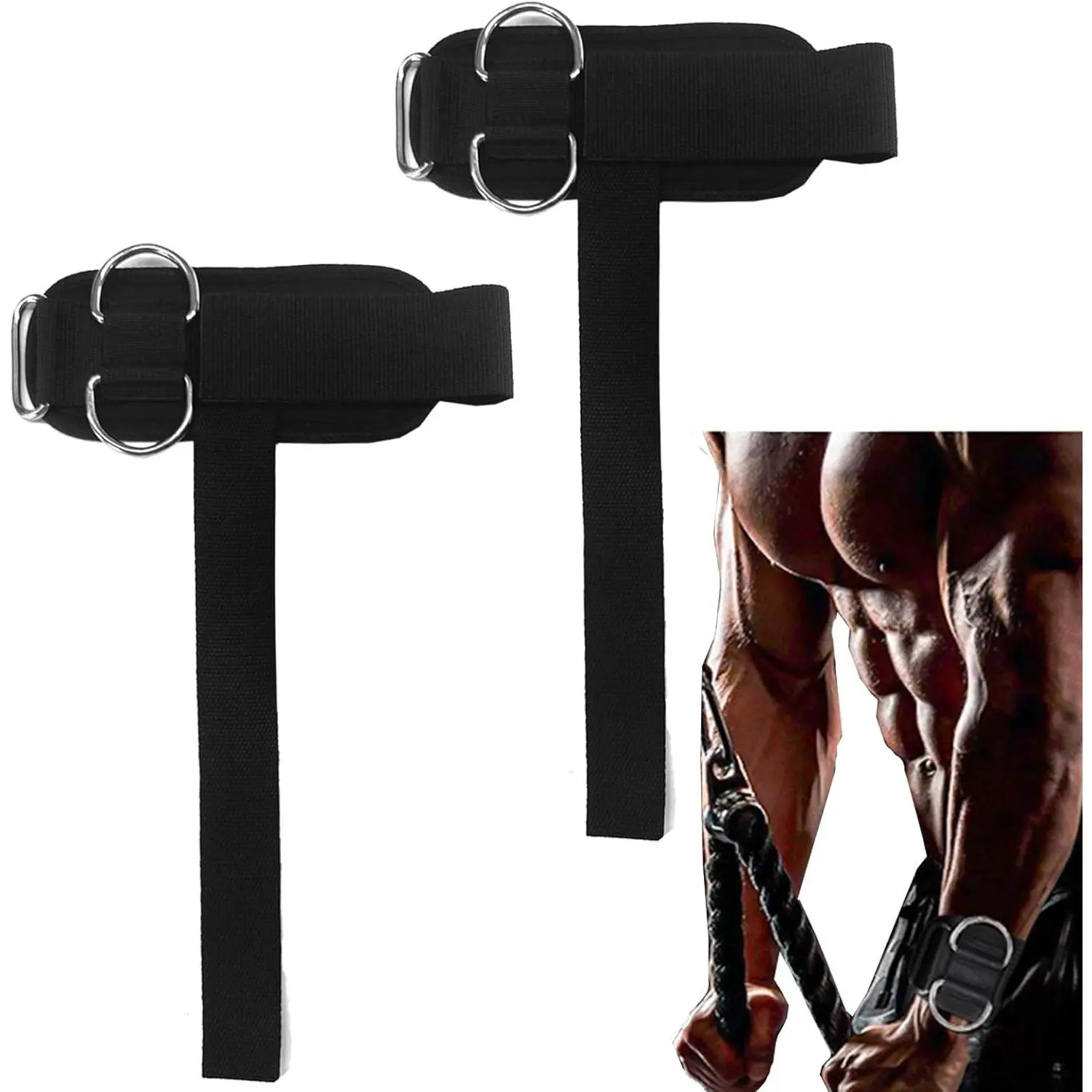 Weight Lifting Straps with D Rings, Wrist Support Weightlifting Grips, Black