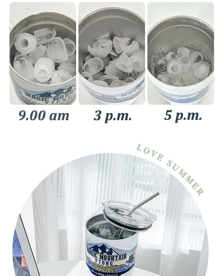 Magic Stainless Steel Freeze Thermos Cup with Straw Ice Coffee Drink Vacuum Insulated Bottle Car Travel Outdoor Mountain Cup Magic Stainless Steel Freeze Thermos Cup with Straw Ice Coffee Drink Vacuum Insulated Bottle Car Travel Outdoor Mountain Cup