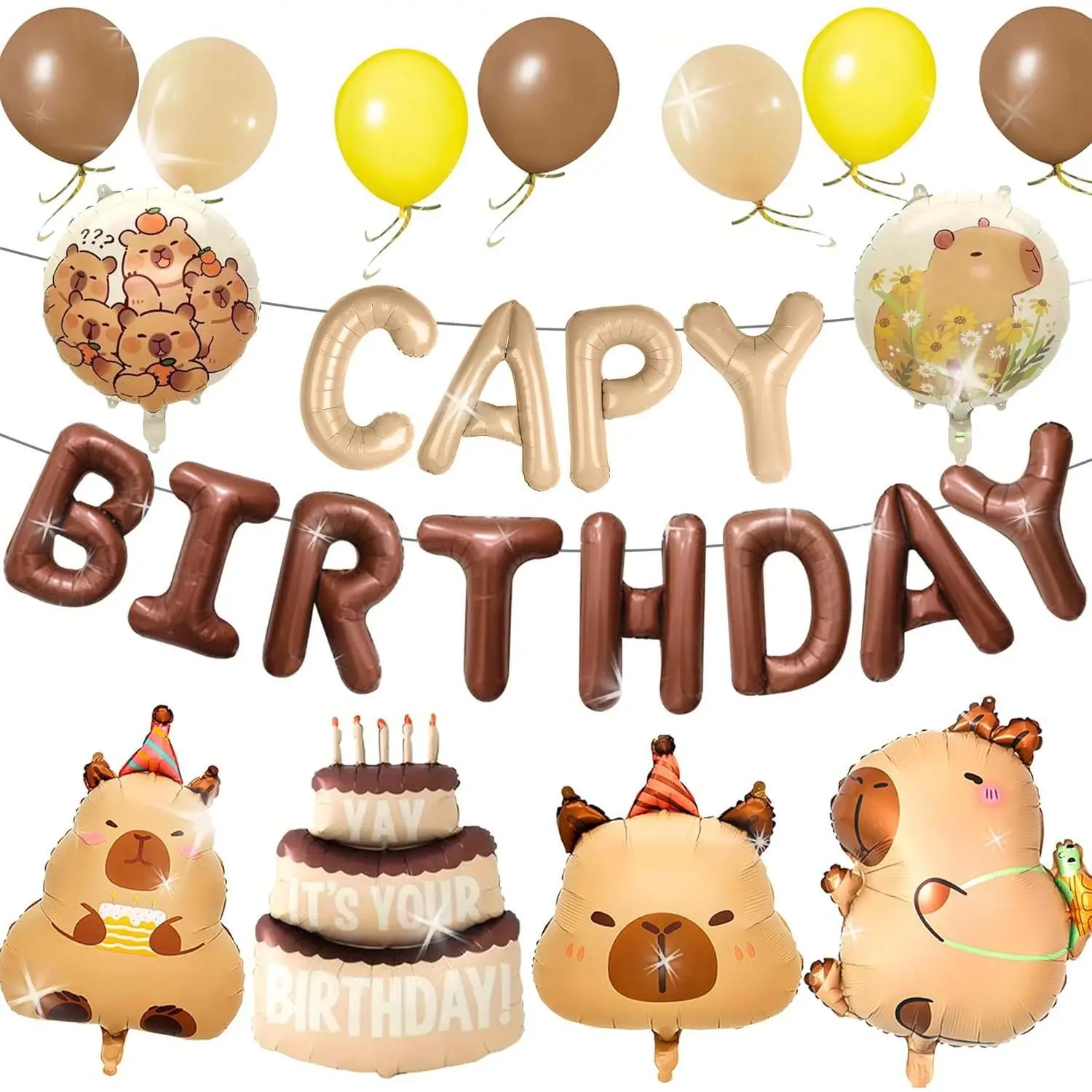 Capy Birthday Party Balloons Decorations Includes Capy Birthday Cake Balloon Party Favors Capy Theme Party Supplies Decor Capybaras Balloon