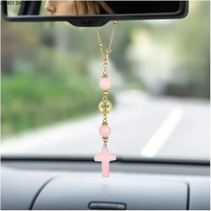 Minimalist Natural Stone Angel Pendant with Adjustable Lanyard - European & American Style Car Rearview Mirror Ornament, High-End Hand-Polished Ultra-Lightweight Angel Silhouette Car Accessories, Vehicle Decor for Safe Driving Auto Interior Charm