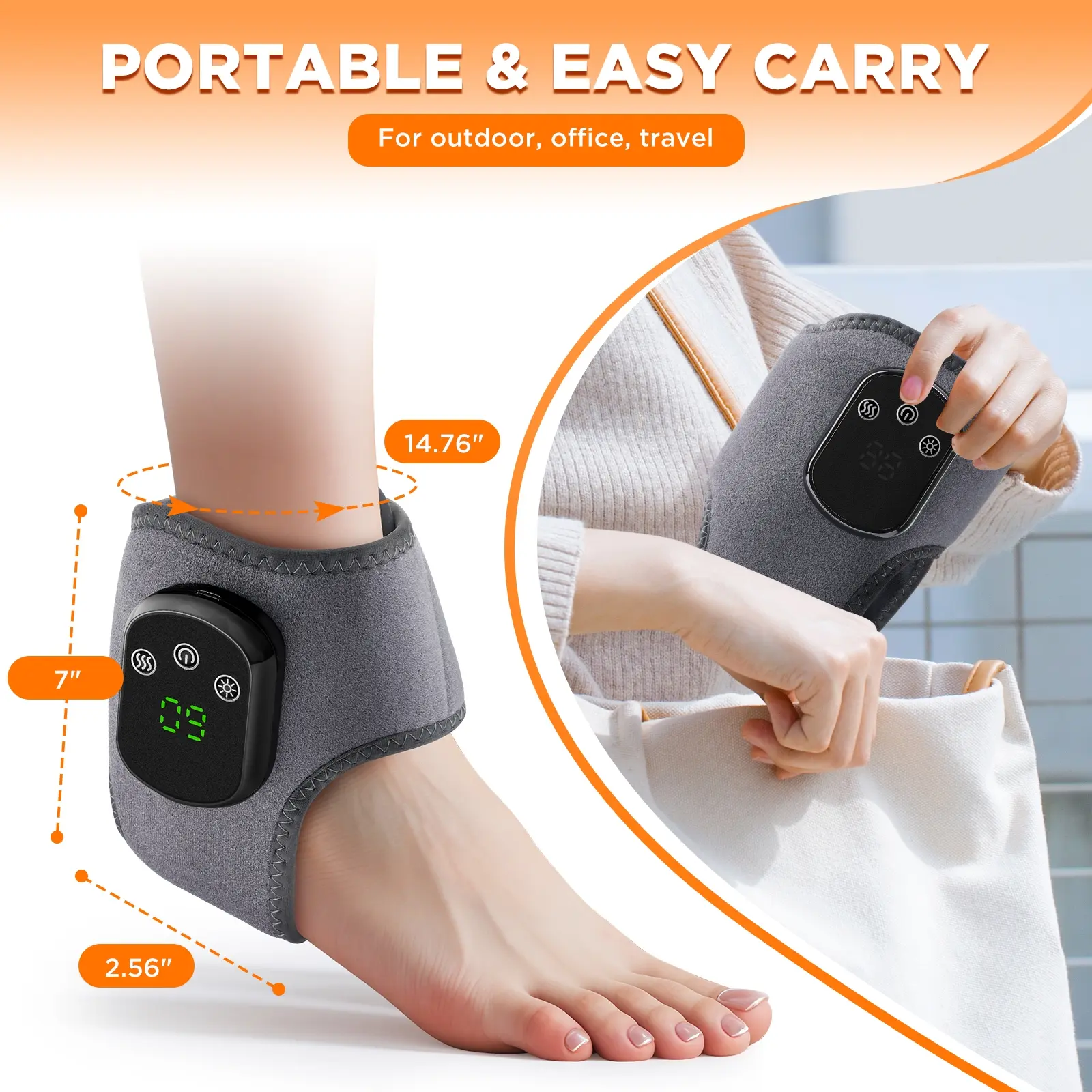 Foot Massager with heated, Heating foot pad massager, 5 Heat Levels 3 Vibration, Smart Timer, Ideal Gift for tired feet/pain relief, fit for left & right feet, foot warmer massage pad for office