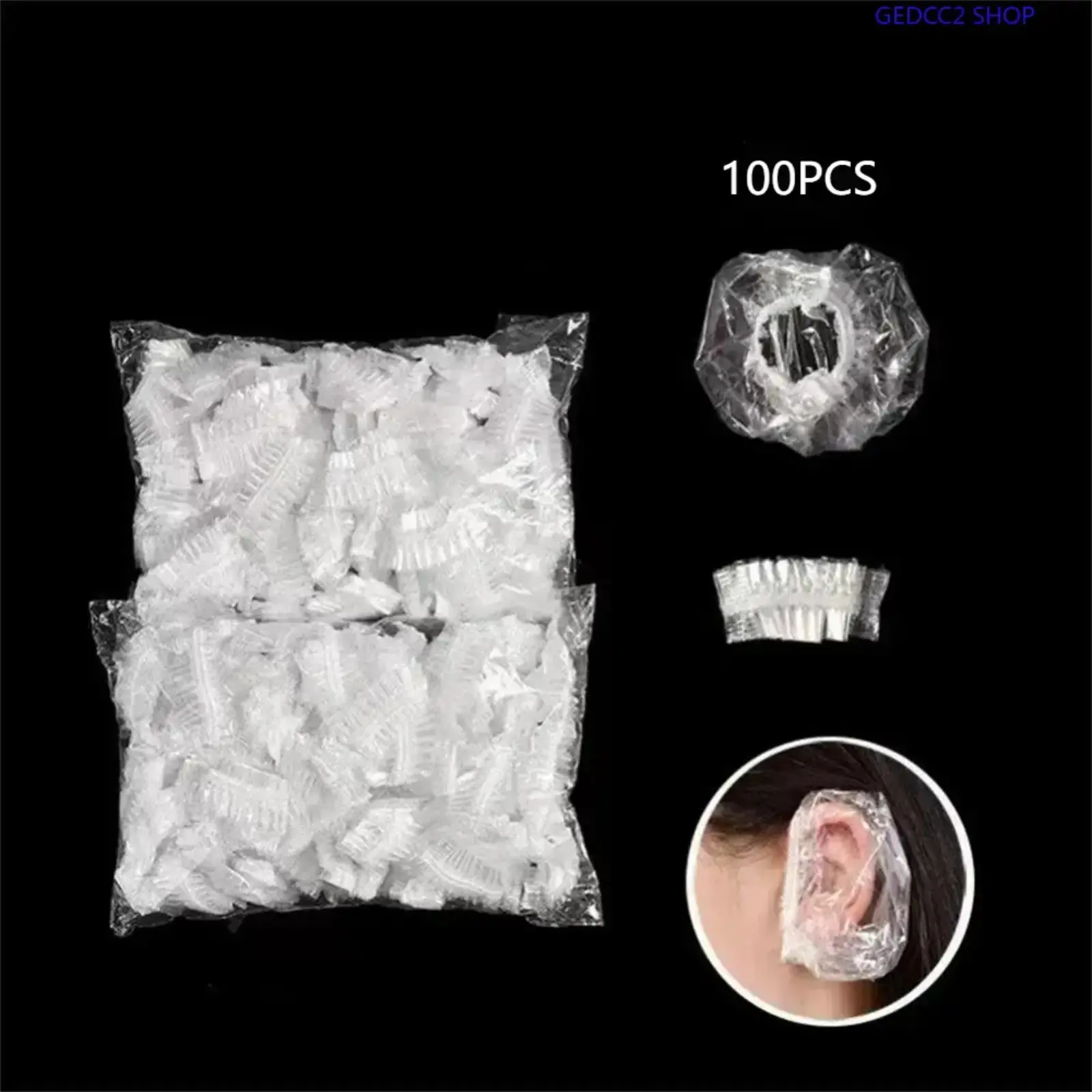 100 Pack Disposable Waterproof Ear Covers, Soft Flexible Ear Protective Sleeves, Practical Barrier Accessory For Hair Dyeing, Shower Bathing, Hair Salon & Daily Personal Care
