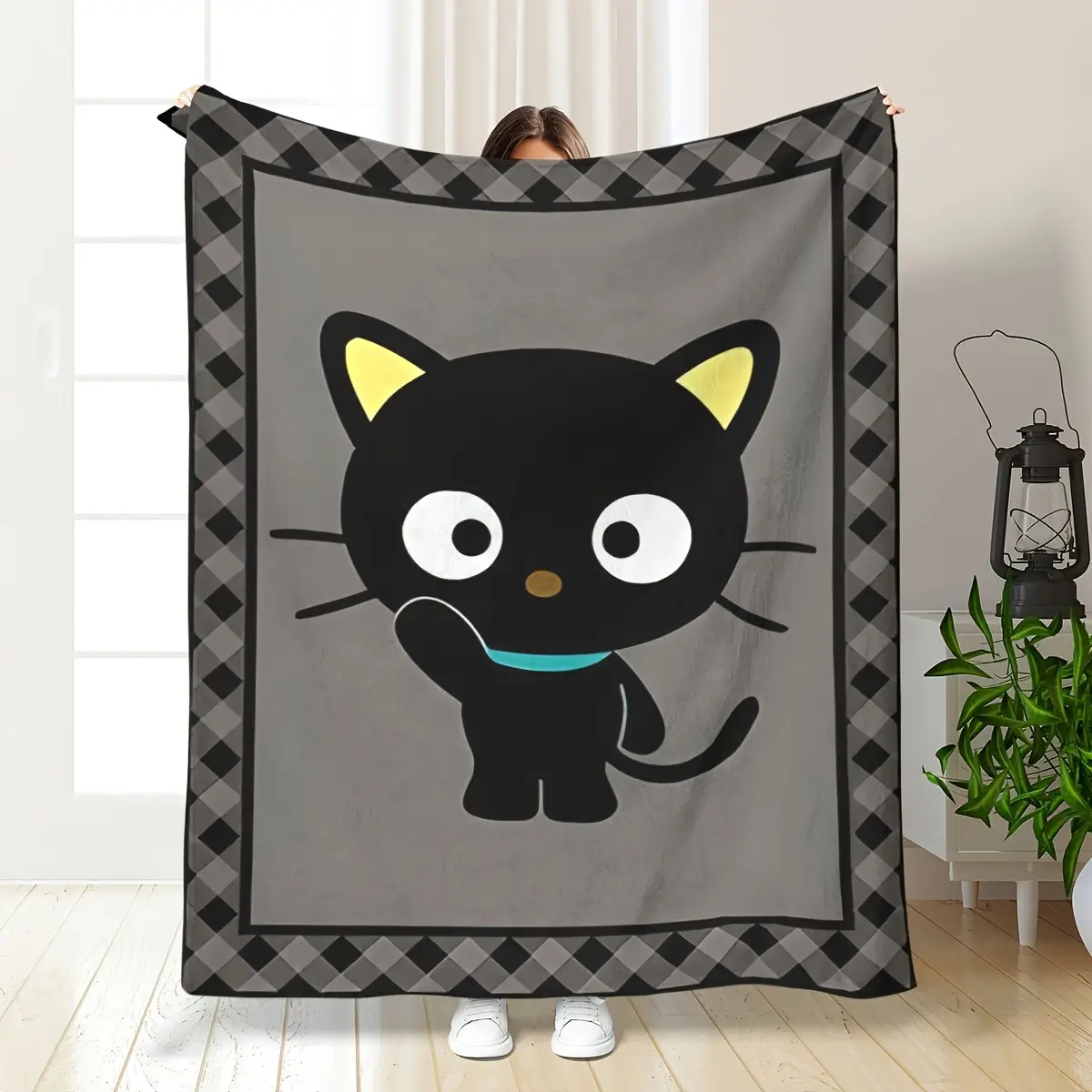 Chococat Flannel Blanket - 1-Piece Throw with Multi-Sizes (80x60in, 40in*30in Very Small), Wrinkle Resistant, Super Soft, Machine Washable for Home/Travel
