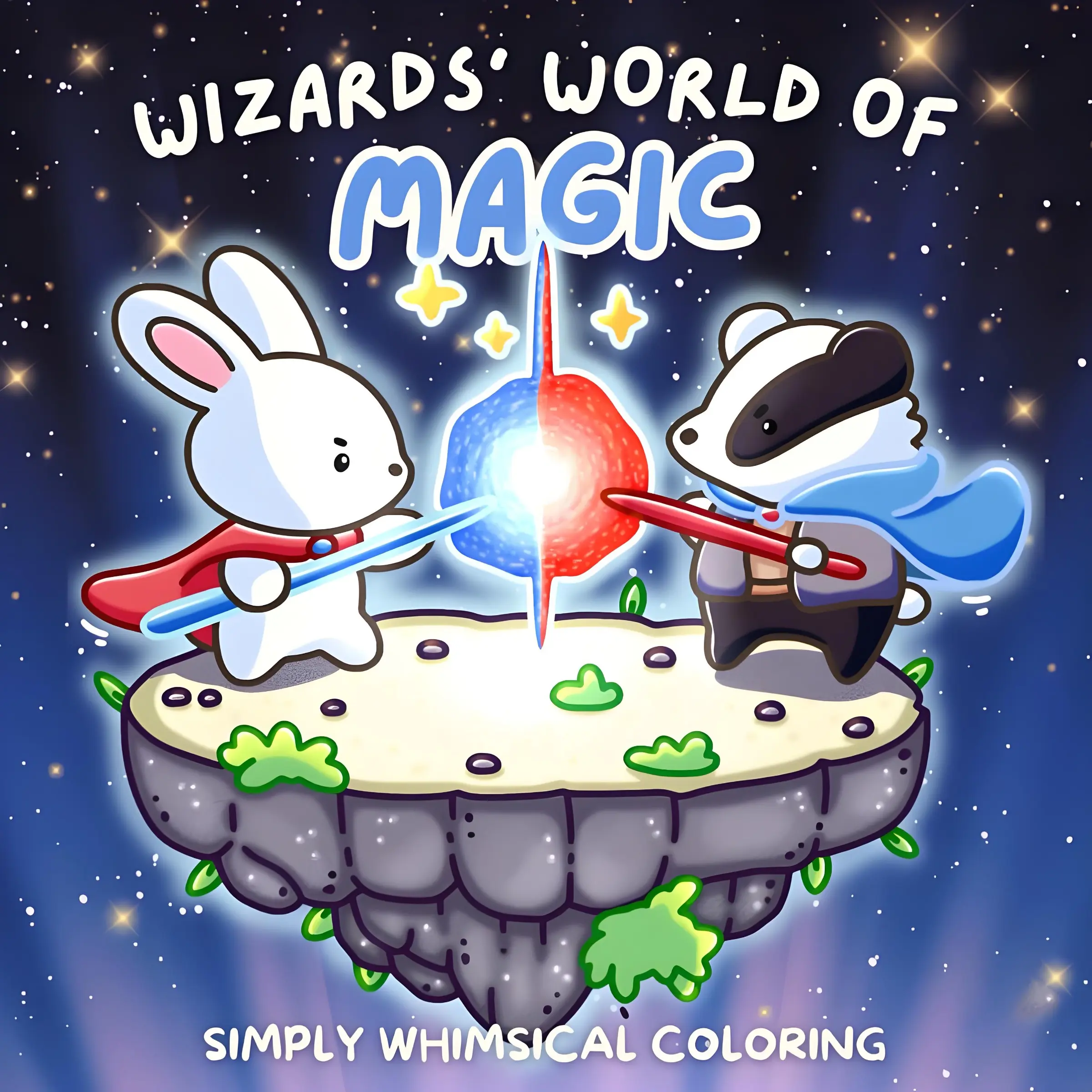 Wizards' World of Magic Coloring Book, Whimsical Cute Animal Wizard Fantasy Illustrations, Stress Relief Relaxing Coloring Pages, Art Activity Book for Kids Adults, Great Birthday Holiday Gift,Back-to-school gifts
