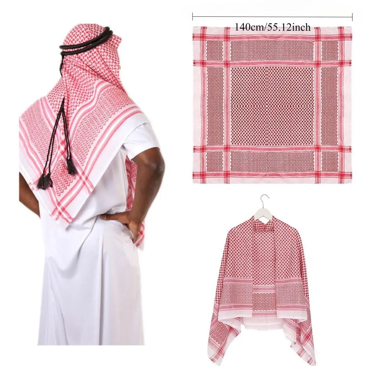 Keffiyeh Shemagh Fashion Headscarf for Men & Women, Lightweight Jacquard Cotton Scarf Head Wrap, Versatile Face Cover Scarf for Festivals, Head Wraps, Hair Wrap Scarf