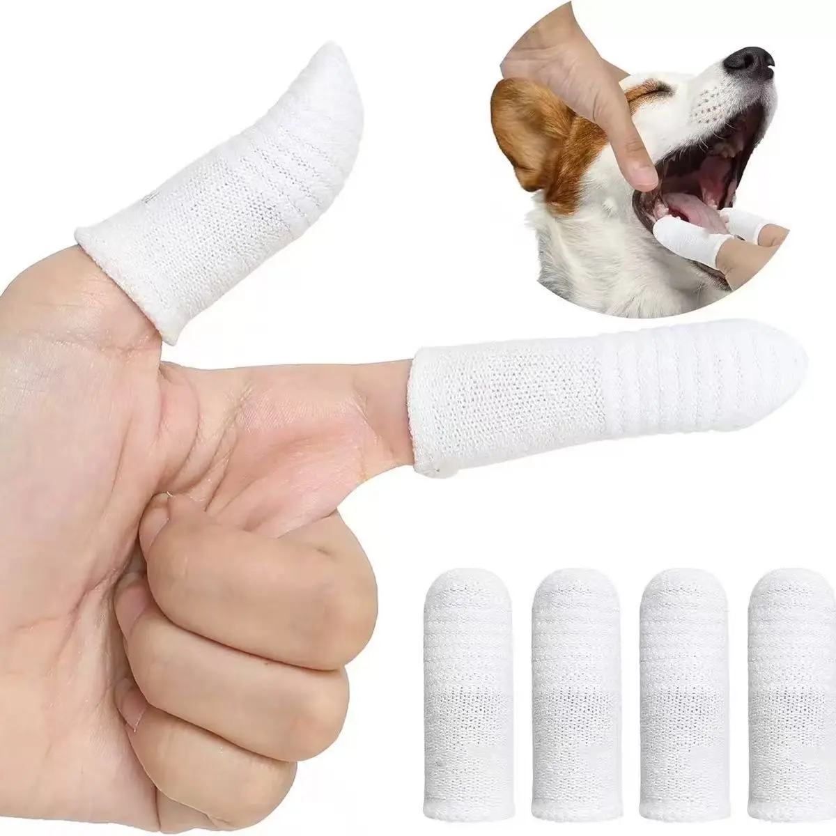 Pet Dental Finger Wipes - Disposable Soft Cotton Finger Brushes for Dogs & Cats, Plaque Clean, Tartar Removal, Breath Freshening, All Sizes Oral Care Supplies for Daily Teeth Stain Care