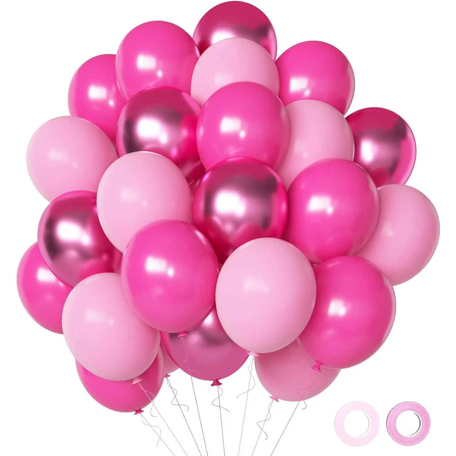 Balloons Metallic Pink Balloon, 50Count 12Inch Hot Pink Chrome Pink Latex Balloons  Pink Balloons and Dark Magenta Pink Balloons for Birthday  Shower Princess Party Decorations